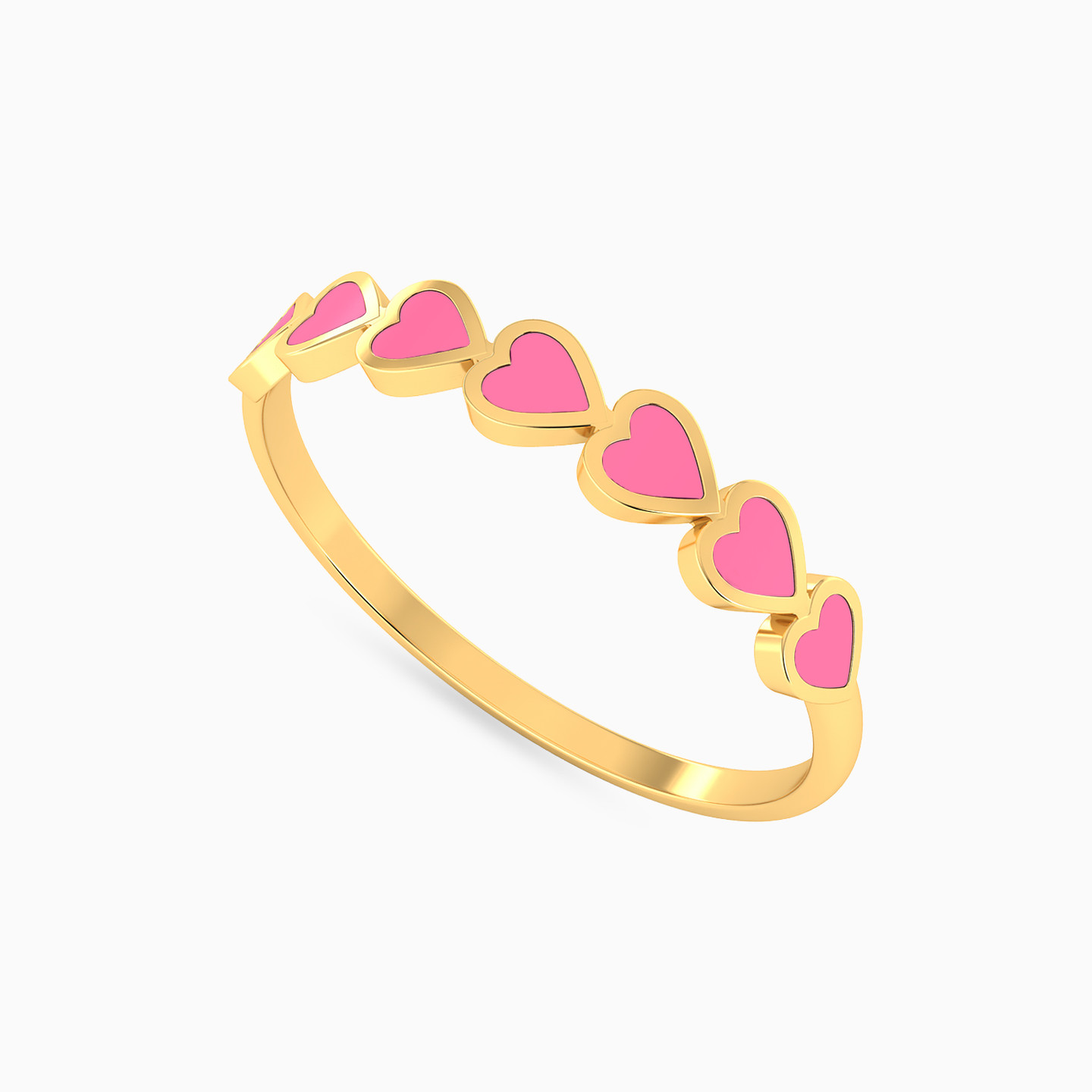 Heart Shaped Enamel Coated Statement Ring in 14K Gold - 3 Heart Shaped Enamel Coated Statement Ring in 14K Gold - 3