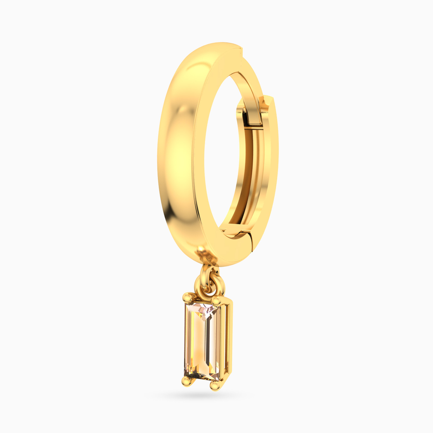 Baguette Shaped Orange Stone Hoop Earring in 14K Gold - 1 Piece - 3