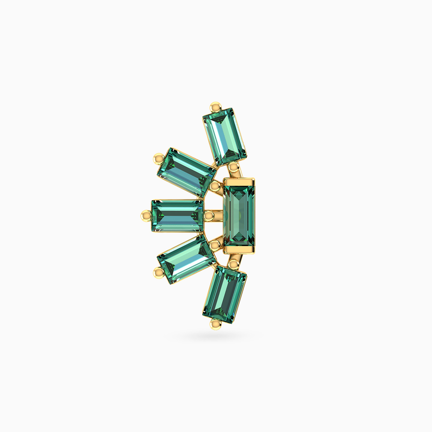 Baguette Shaped Green Stones Stud Earring in 14K Gold - 1 Piece - 4 Baguette Shaped Green Stones Stud Earring in 14K Gold - 1 Piece - 4