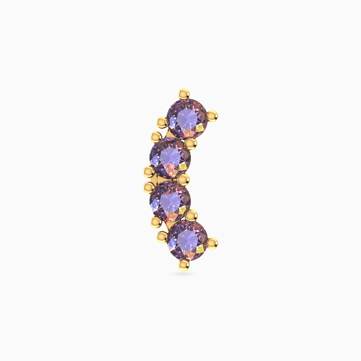 Round Shaped Colored Stones Stud Earring in 14K Gold - 1 Piece - 4