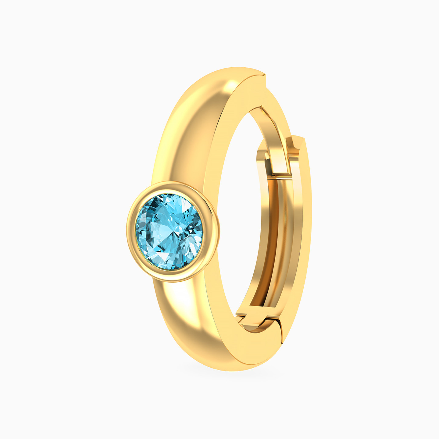 قرط دائري ذهب عيار 14 قيراط شكل دائري مزين بالأحجار الملونة - قطعة واحدة - 3 قرط دائري ذهب عيار 14 قيراط شكل دائري مزين بالأحجار الملونة - قطعة واحدة - 3