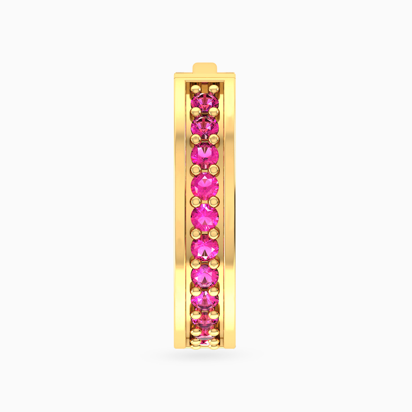 Round Shaped Rose Stone Hoop Earring in 14K Gold - 1 Piece - 4 Round Shaped Rose Stone Hoop Earring in 14K Gold - 1 Piece - 4