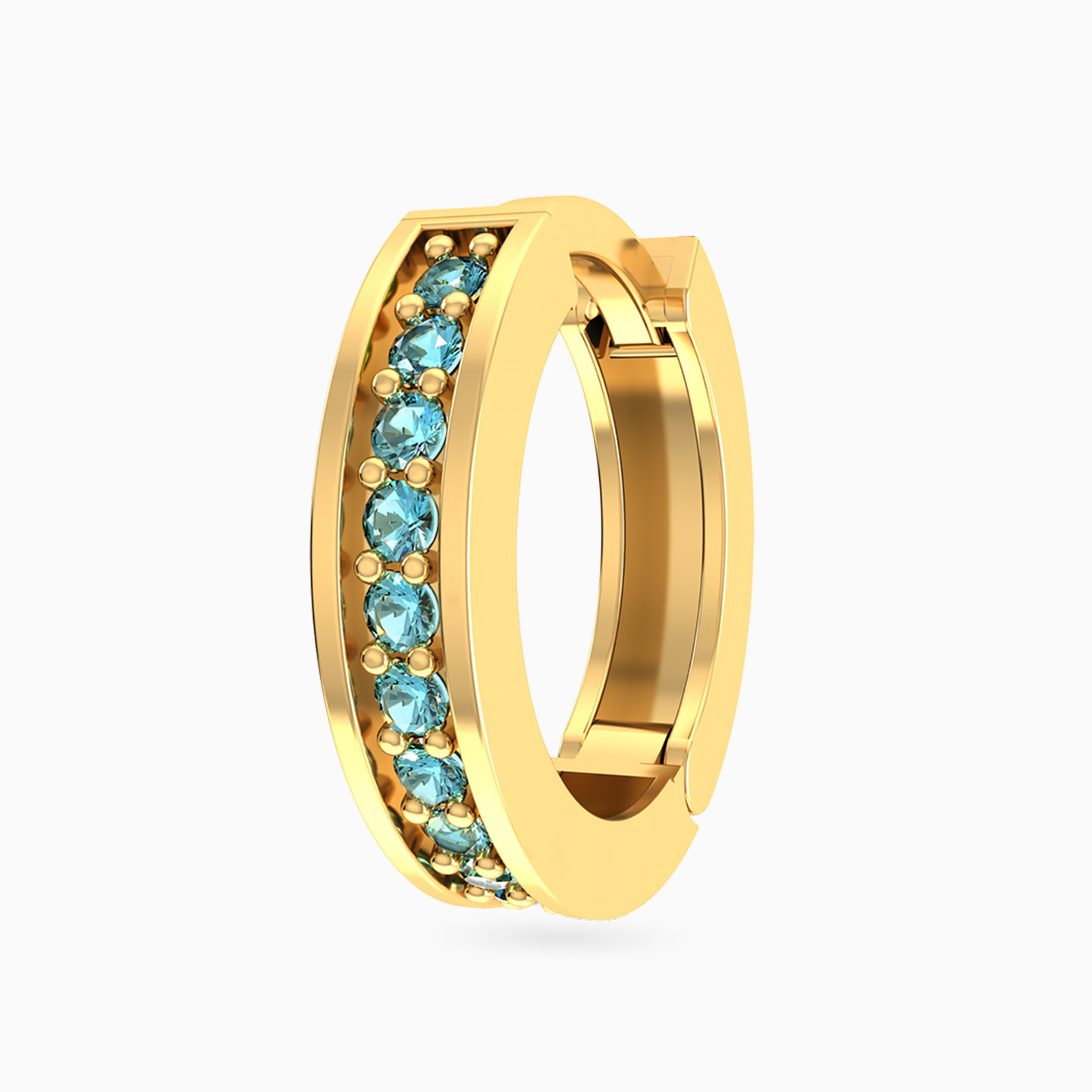 قرط دائري ذهب عيار 14 قيراط شكل دائري مزين بالأحجار الملونة - قطعة واحدة - 3 قرط دائري ذهب عيار 14 قيراط شكل دائري مزين بالأحجار الملونة - قطعة واحدة - 3