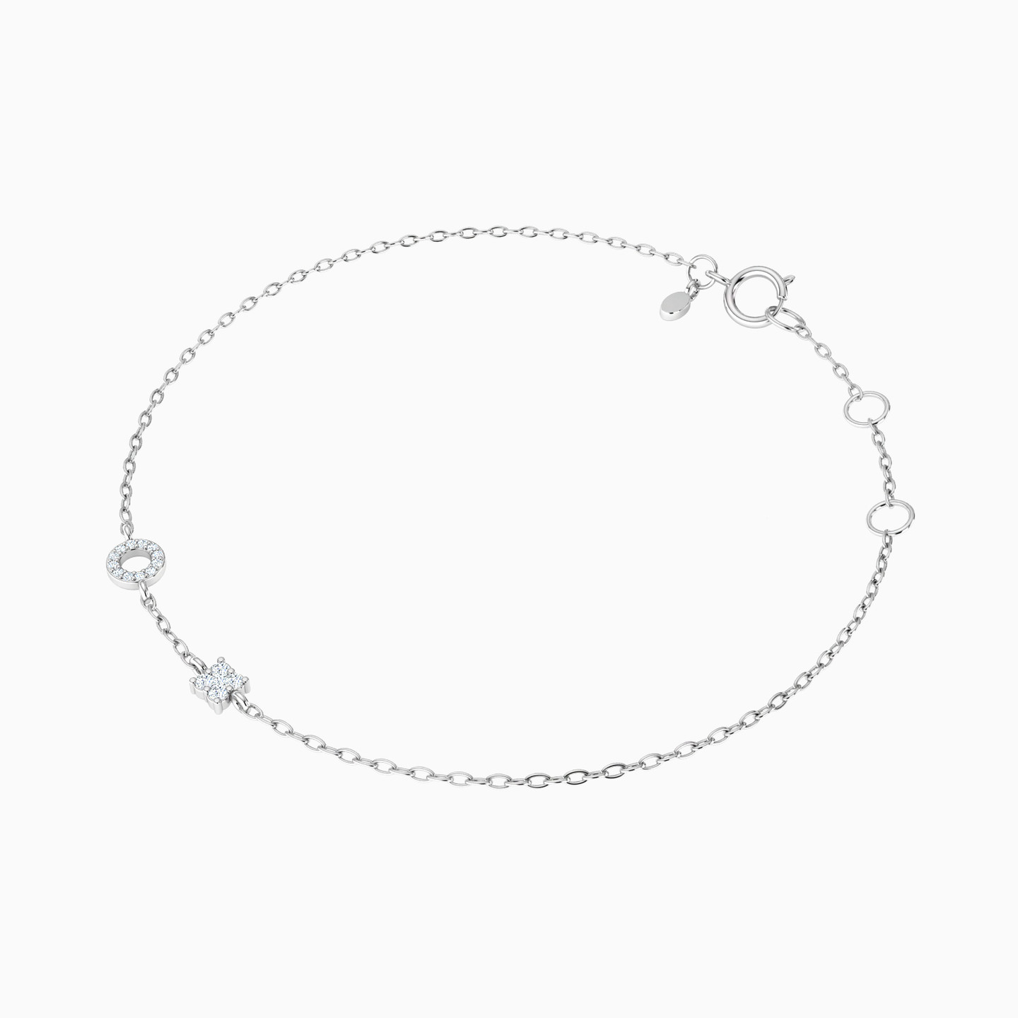 Circle Diamond Chain Bracelet in 18K Gold - 2 Circle Diamond Chain Bracelet in 18K Gold - 2
