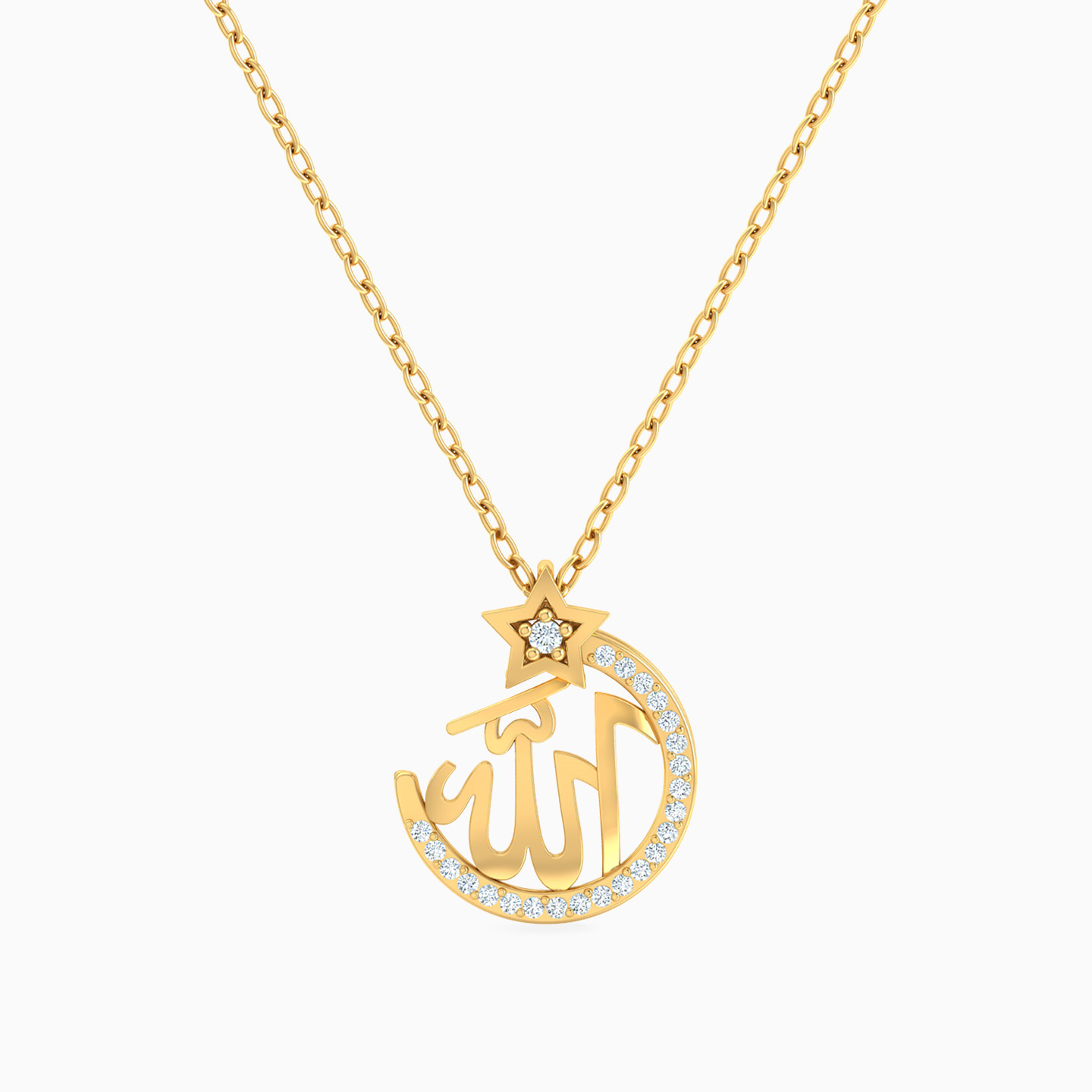 Allah Word Diamond Necklace in 18K Gold Allah Word Diamond Necklace in 18K Gold
