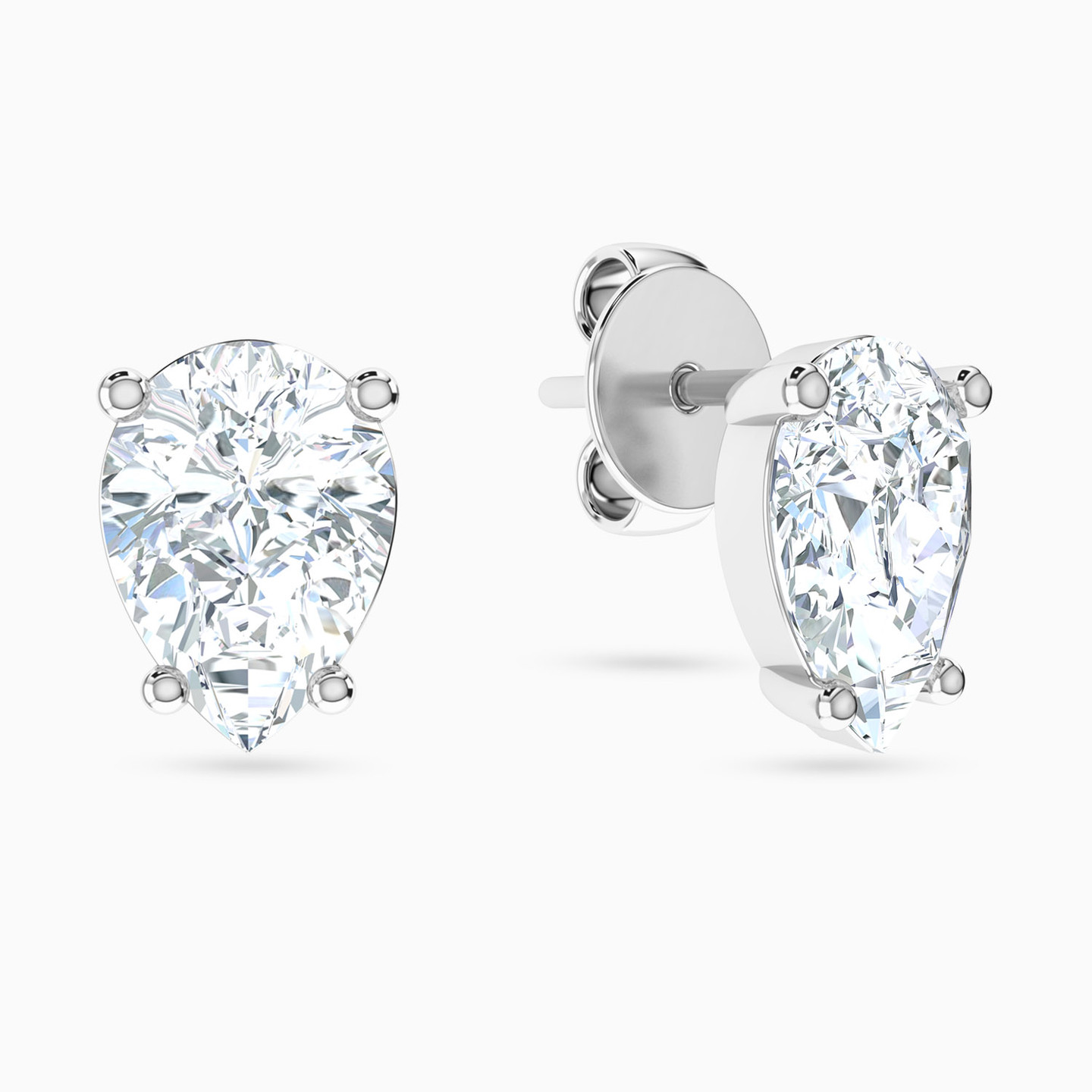 Pear Cubic Zirconia Stud Earrings in 18K Gold - 2 Pear Cubic Zirconia Stud Earrings in 18K Gold - 2
