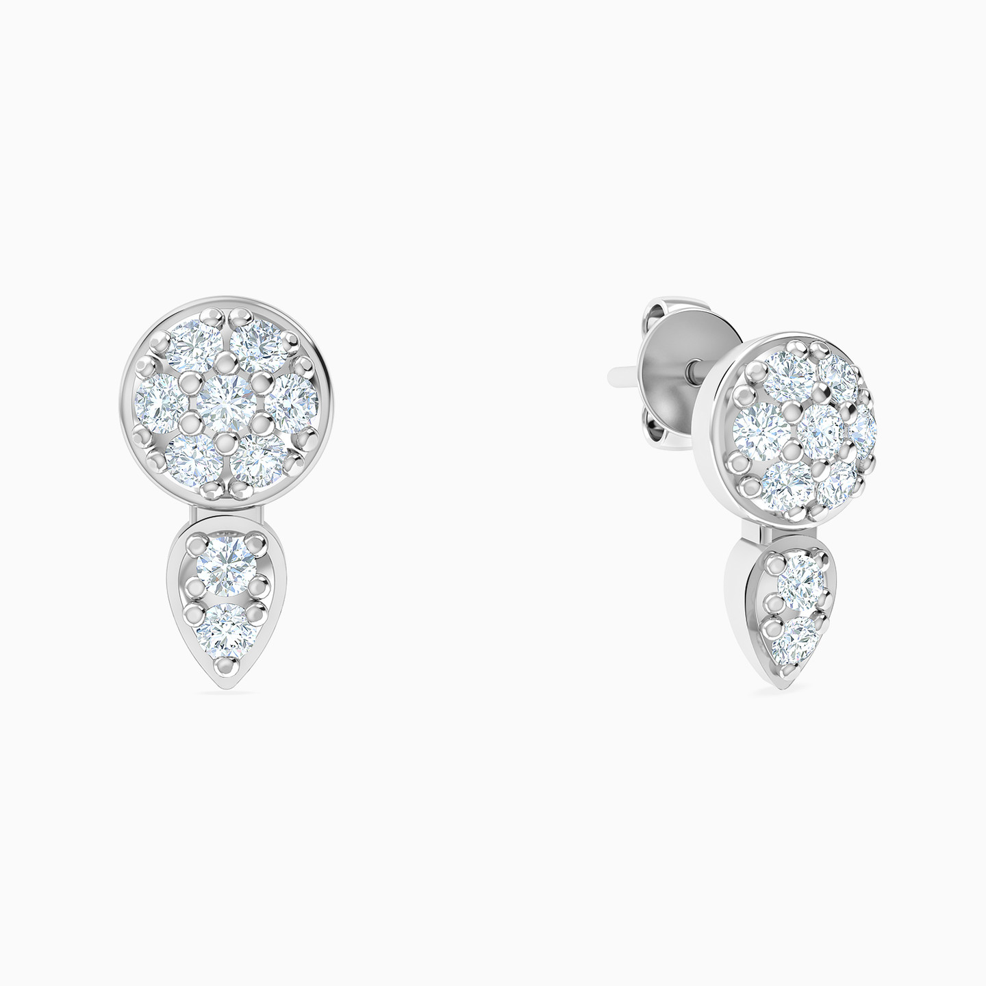 18K Gold Cubic Zirconia Stud Earrings - 2