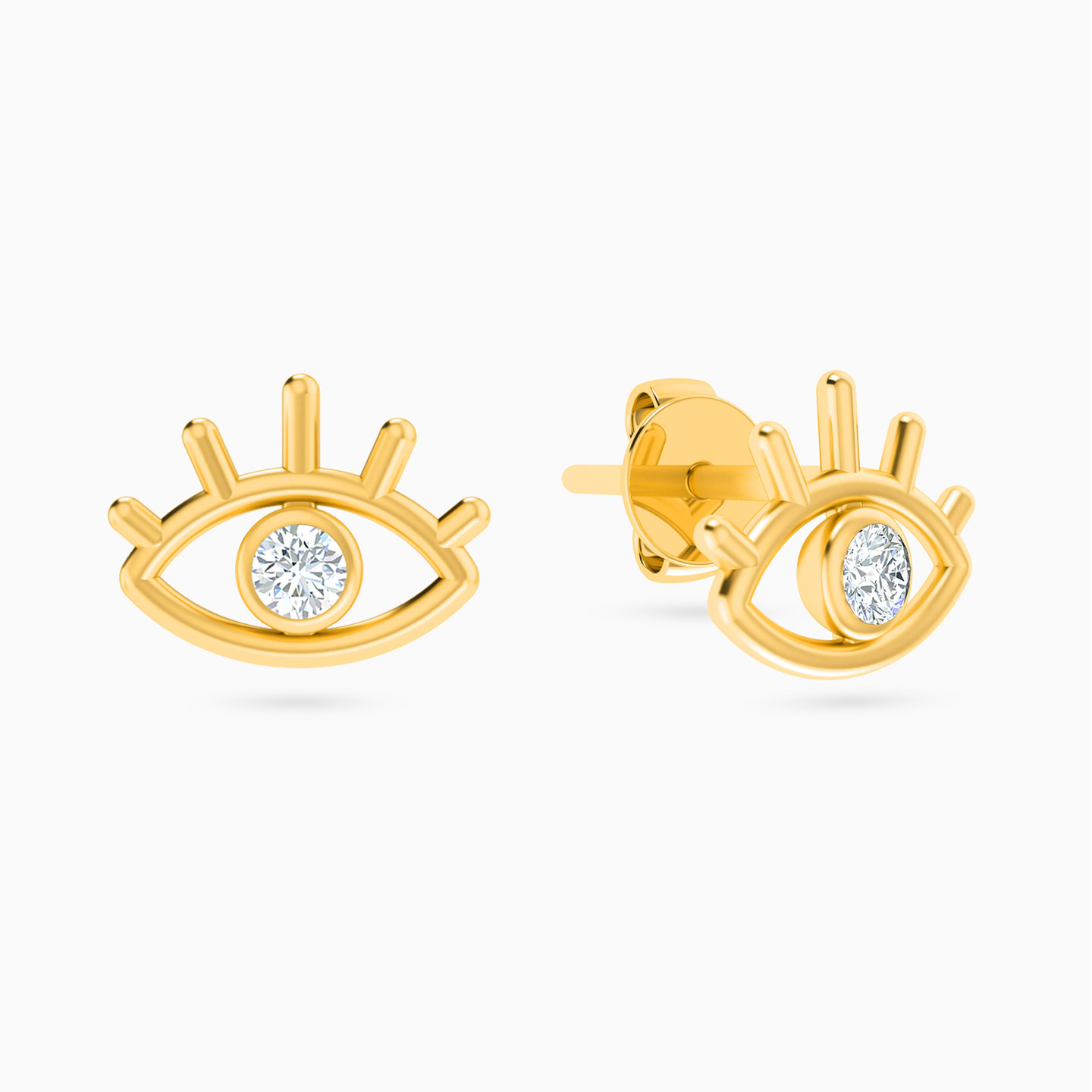 Eye Diamonds Stud Earrings in 18K Gold - 2 Eye Diamonds Stud Earrings in 18K Gold - 2