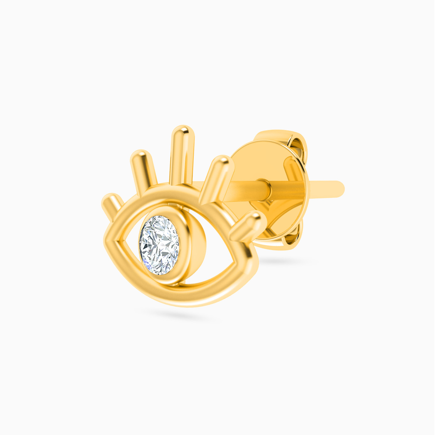 أقراط صغيرة ذهب عين عيار 18 قيراط مزينة بالألماس - 3 أقراط صغيرة ذهب عين عيار 18 قيراط مزينة بالألماس - 3