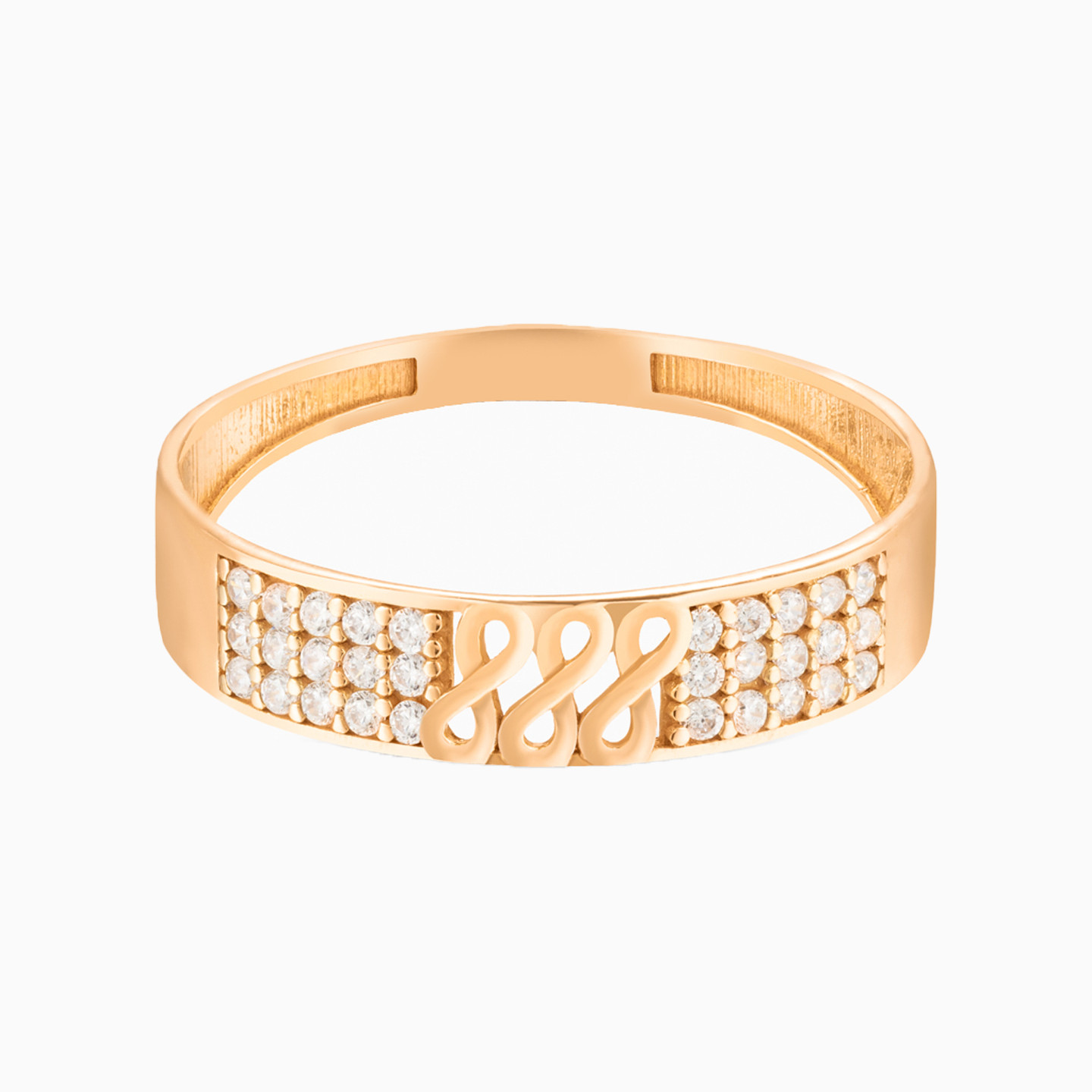 Circle Cubic Zirconia Twin Rings in 21K Gold - 5