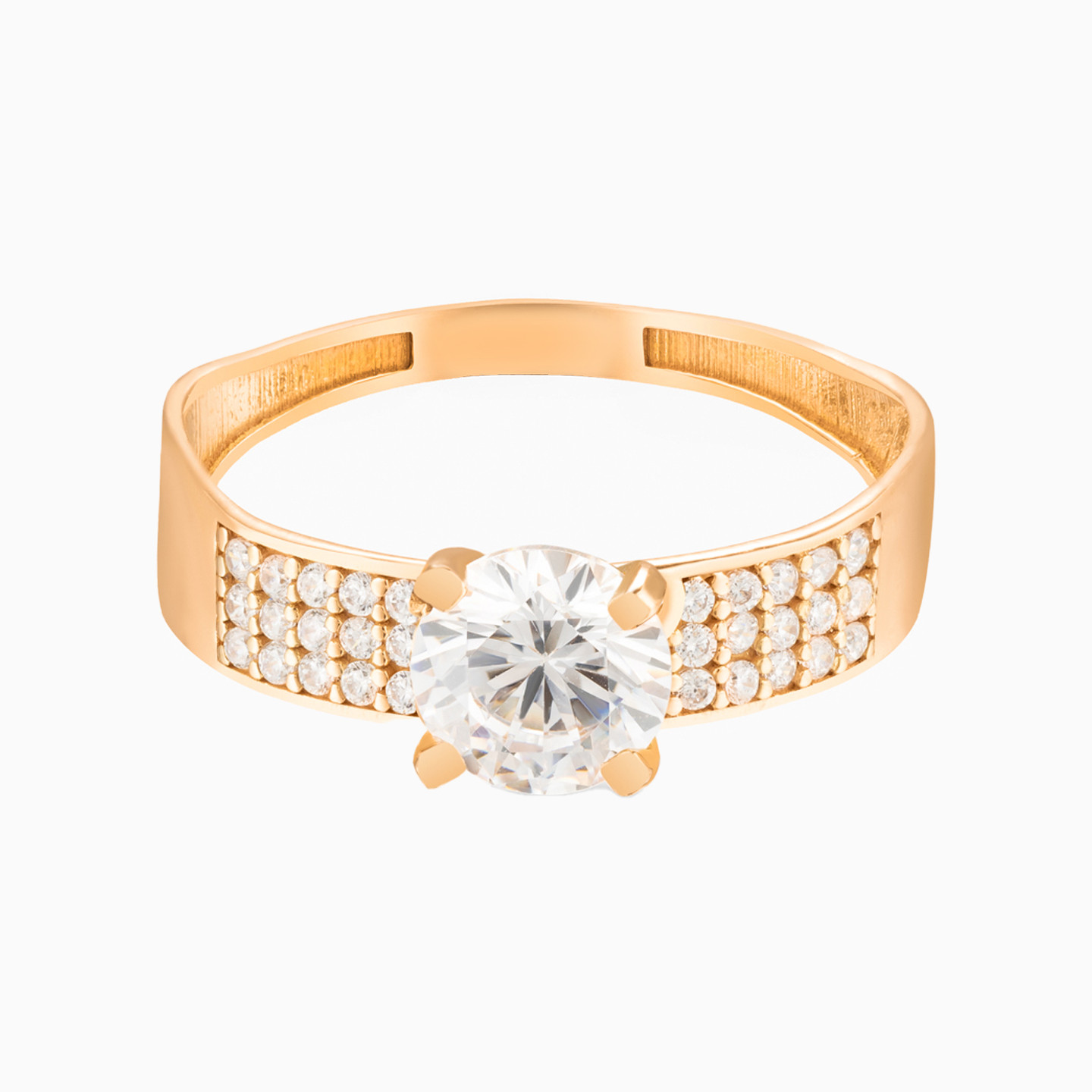 Circle Cubic Zirconia Twin Rings in 21K Gold - 4