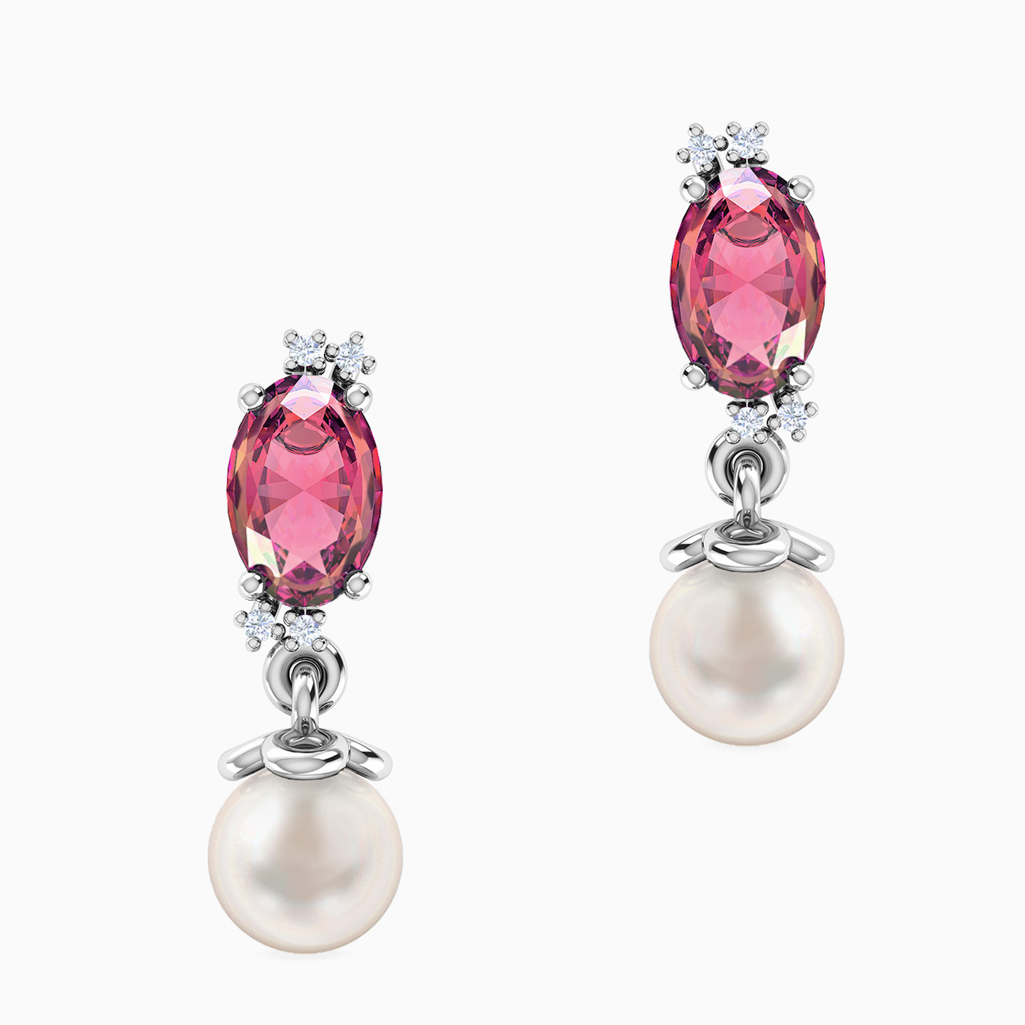 أقراط صغيرة ذهب مستديرة عيار 18 قيراط مزينة بالألماس واللؤلؤ أقراط صغيرة ذهب مستديرة عيار 18 قيراط مزينة بالألماس واللؤلؤ