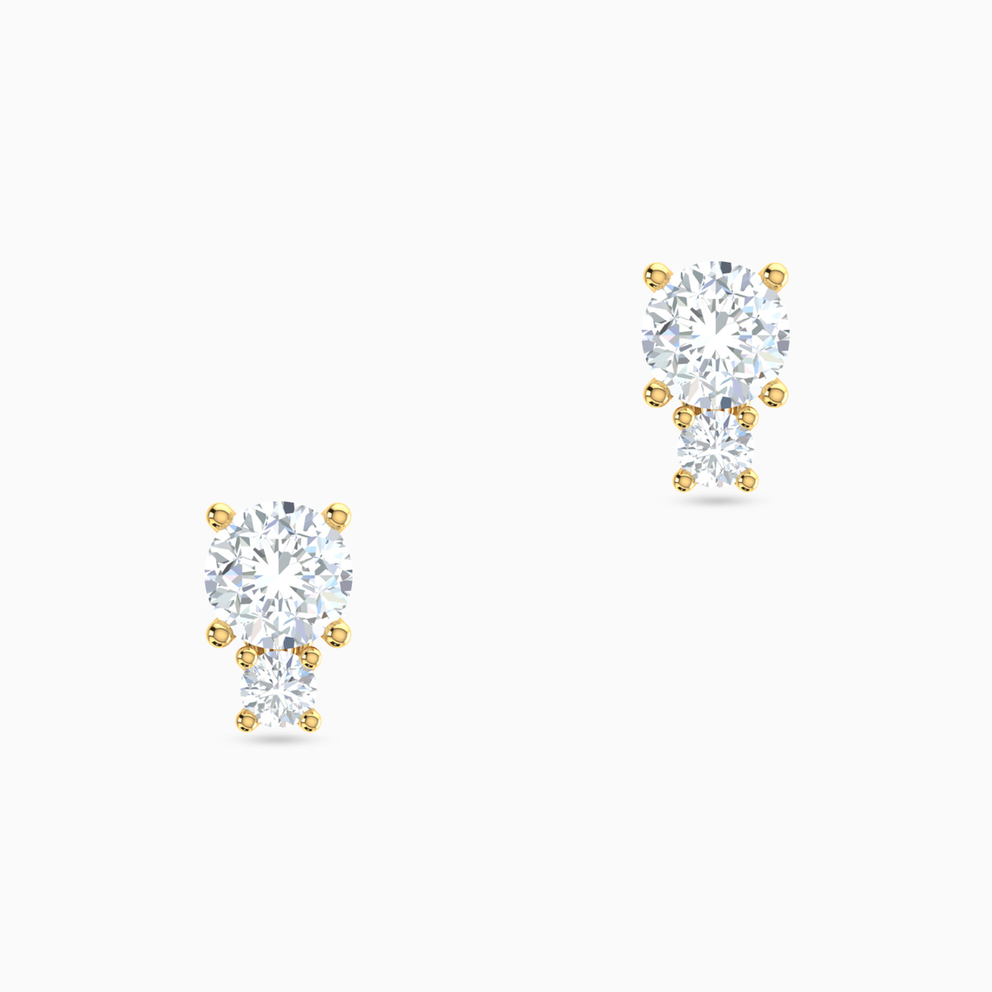 18K Gold Cubic Zirconia Stud Earrings