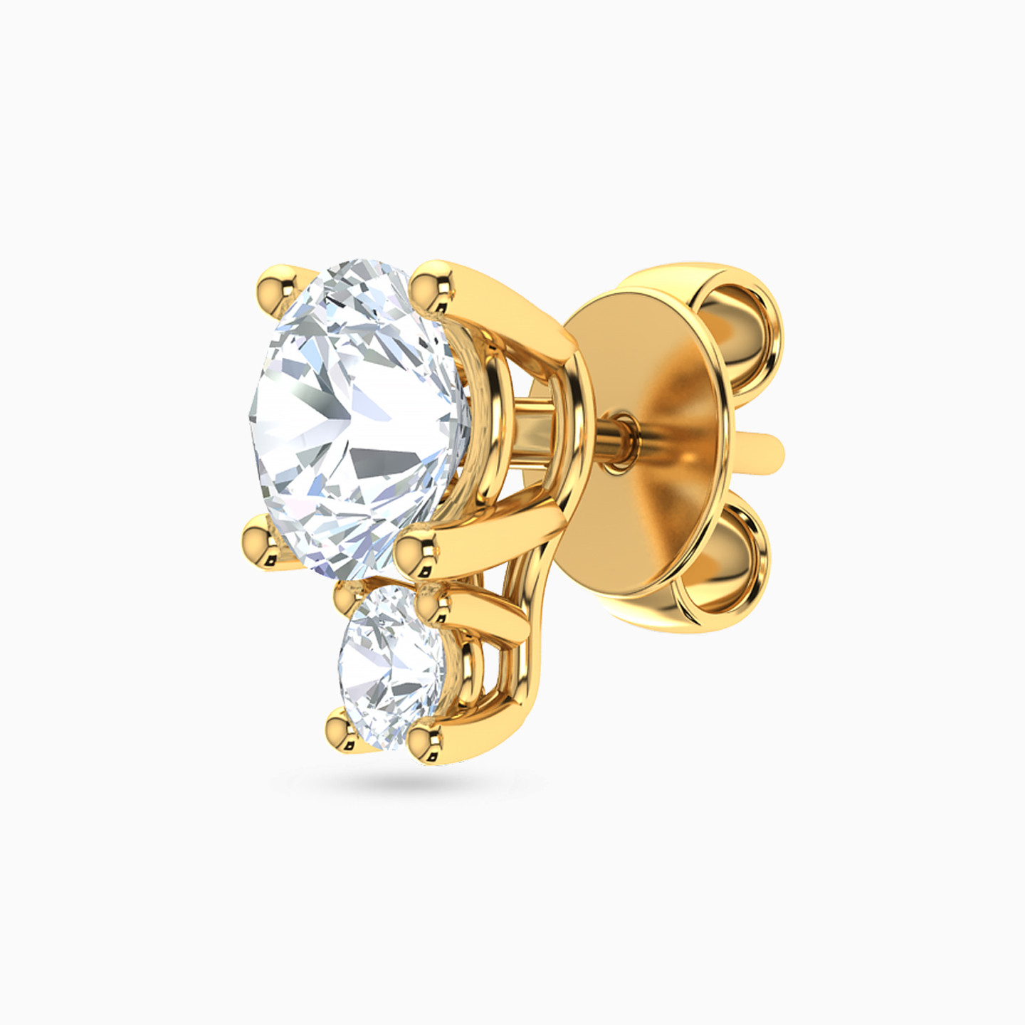 18K Gold Cubic Zirconia Stud Earrings - 3