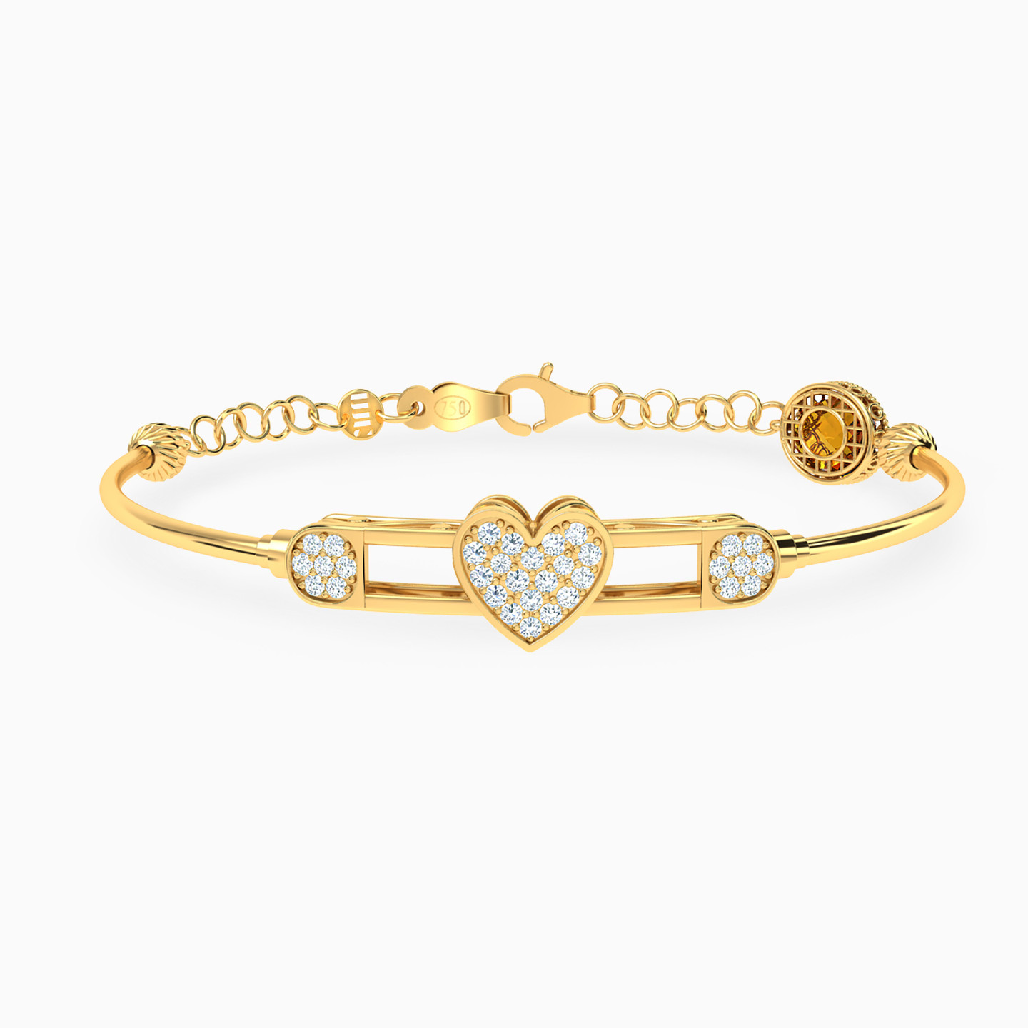 18K Gold Cubic Zirconia Bangle Bracelet