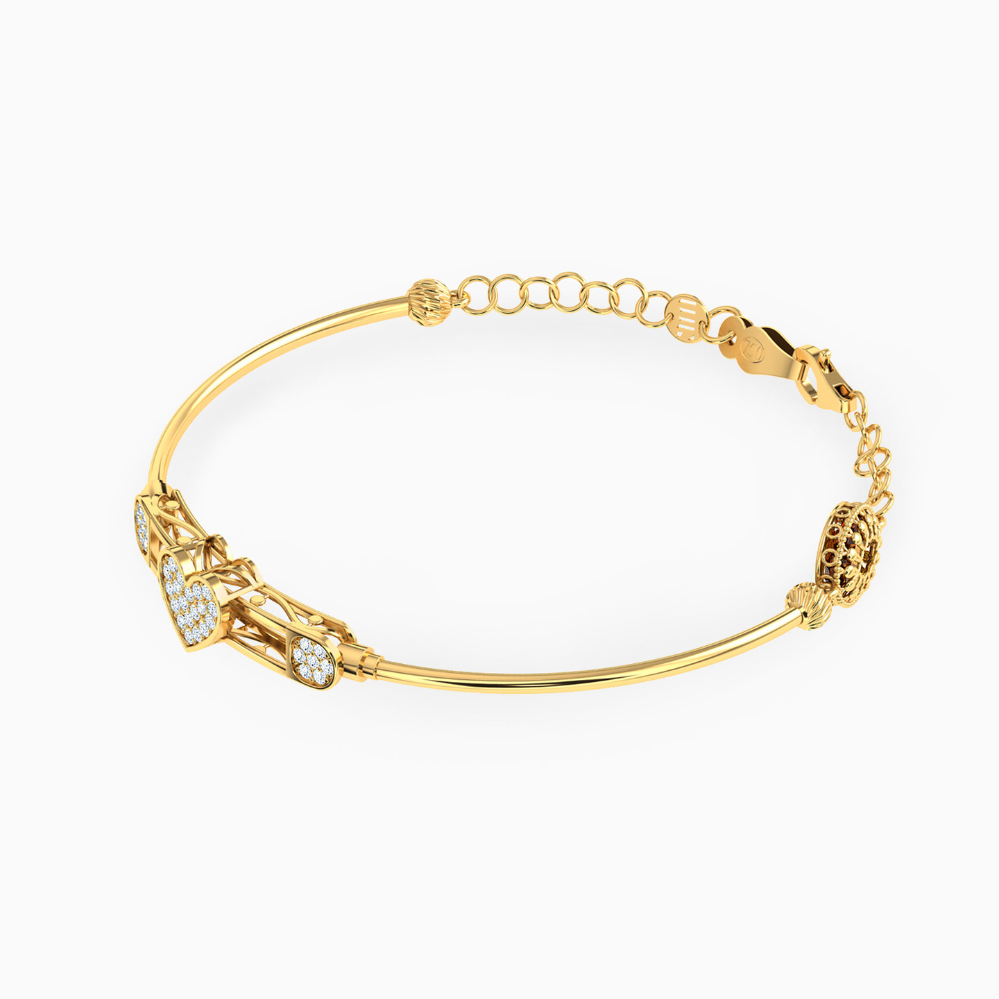 18K Gold Cubic Zirconia Bangle Bracelet - 2