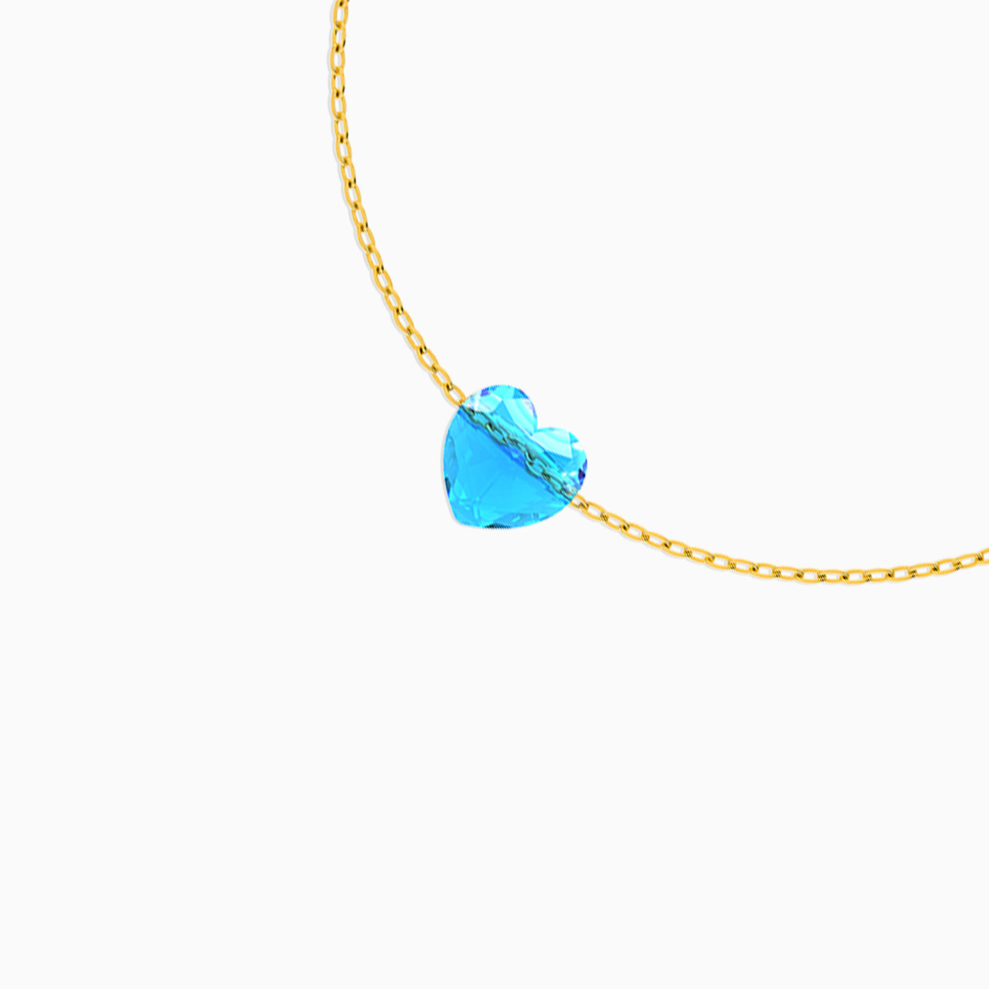 أسورة سلسلة ذهب عيار 18 قيراط شكل قلب مزينة بالأحجار الملونة - 3 أسورة سلسلة ذهب عيار 18 قيراط شكل قلب مزينة بالأحجار الملونة - 3