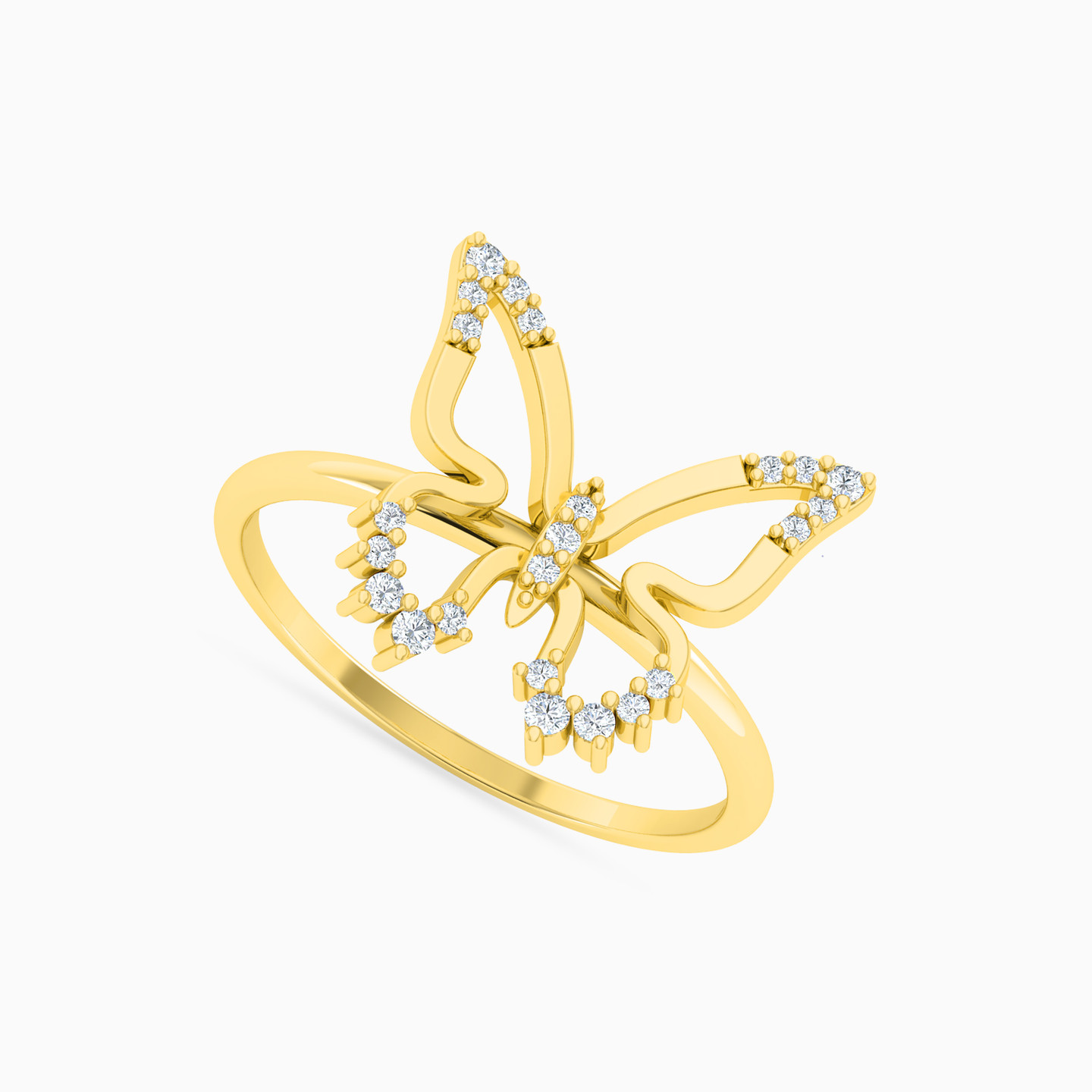 Butterfly Diamonds Ring in 18K Gold - 4 Butterfly Diamonds Ring in 18K Gold - 4