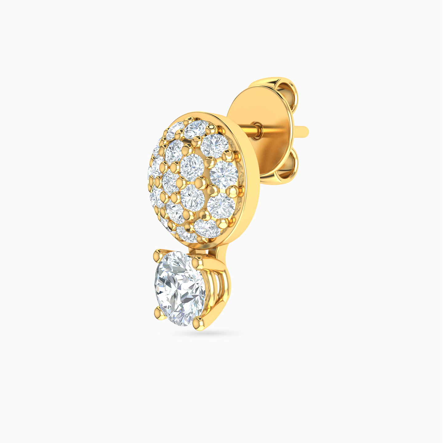 Circle Cubic Zirconia Stud Earrings in 18K Gold - 3 Circle Cubic Zirconia Stud Earrings in 18K Gold - 3