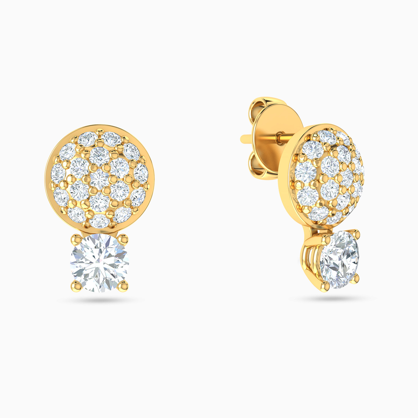 Circle Cubic Zirconia Stud Earrings in 18K Gold Circle Cubic Zirconia Stud Earrings in 18K Gold