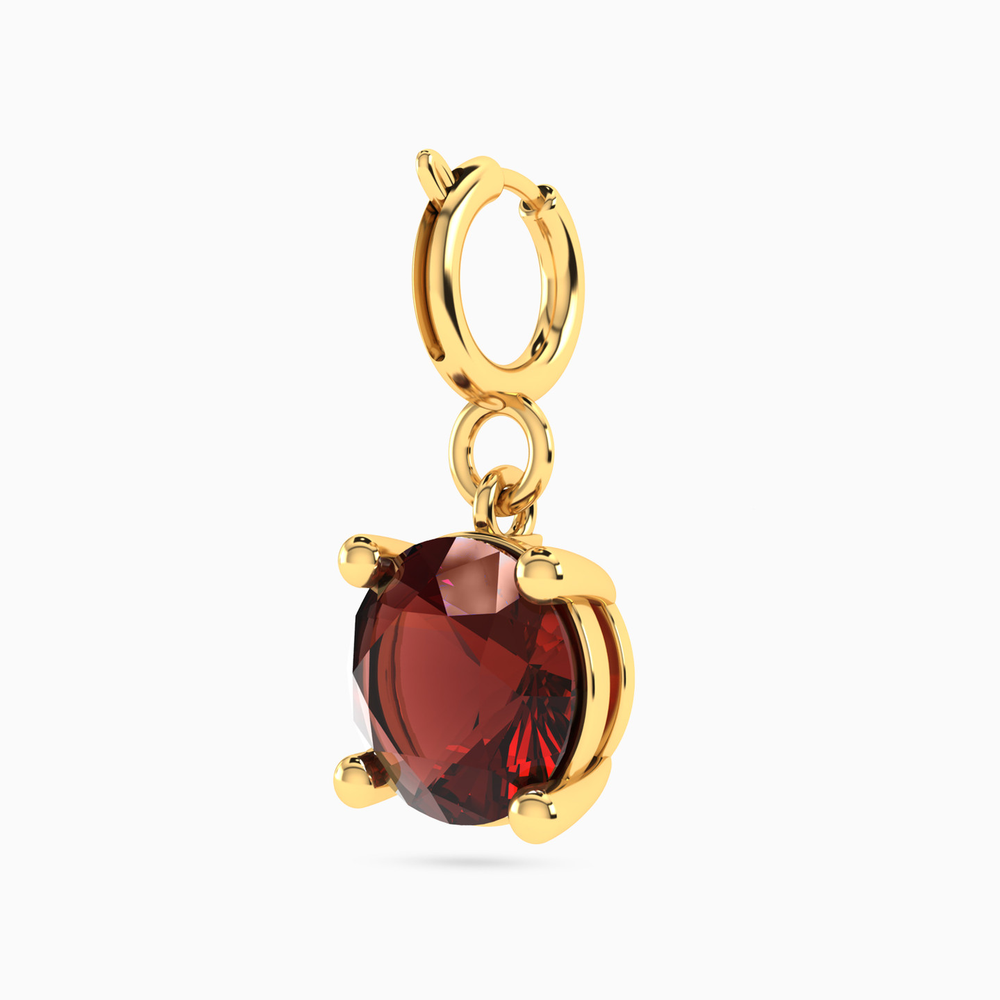 Round Shaped Red Stone Charm in 14K Gold - 2 Round Shaped Red Stone Charm in 14K Gold - 2