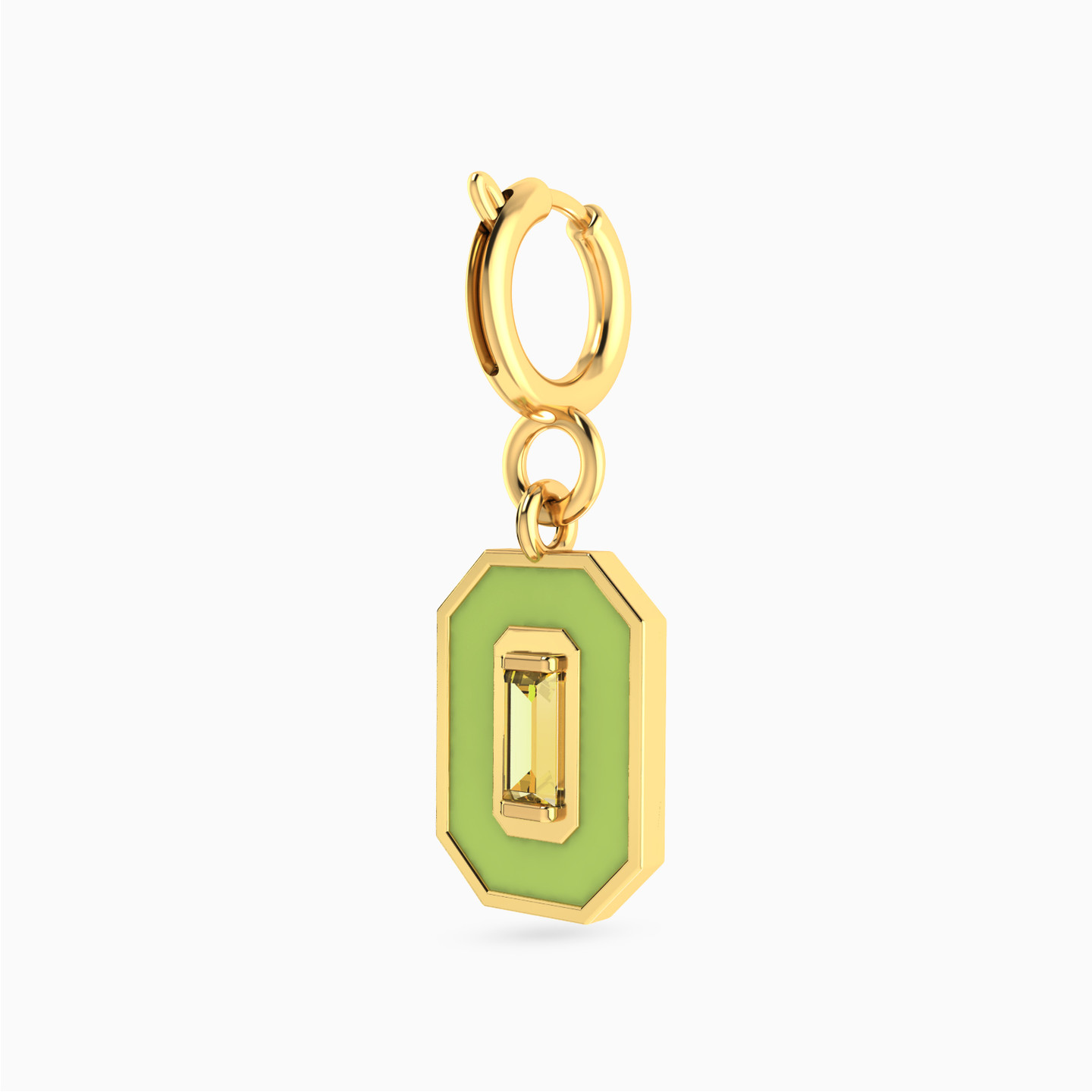 Hexagon Shaped Enamel Coated Charm in 14K Gold - 2 Hexagon Shaped Enamel Coated Charm in 14K Gold - 2