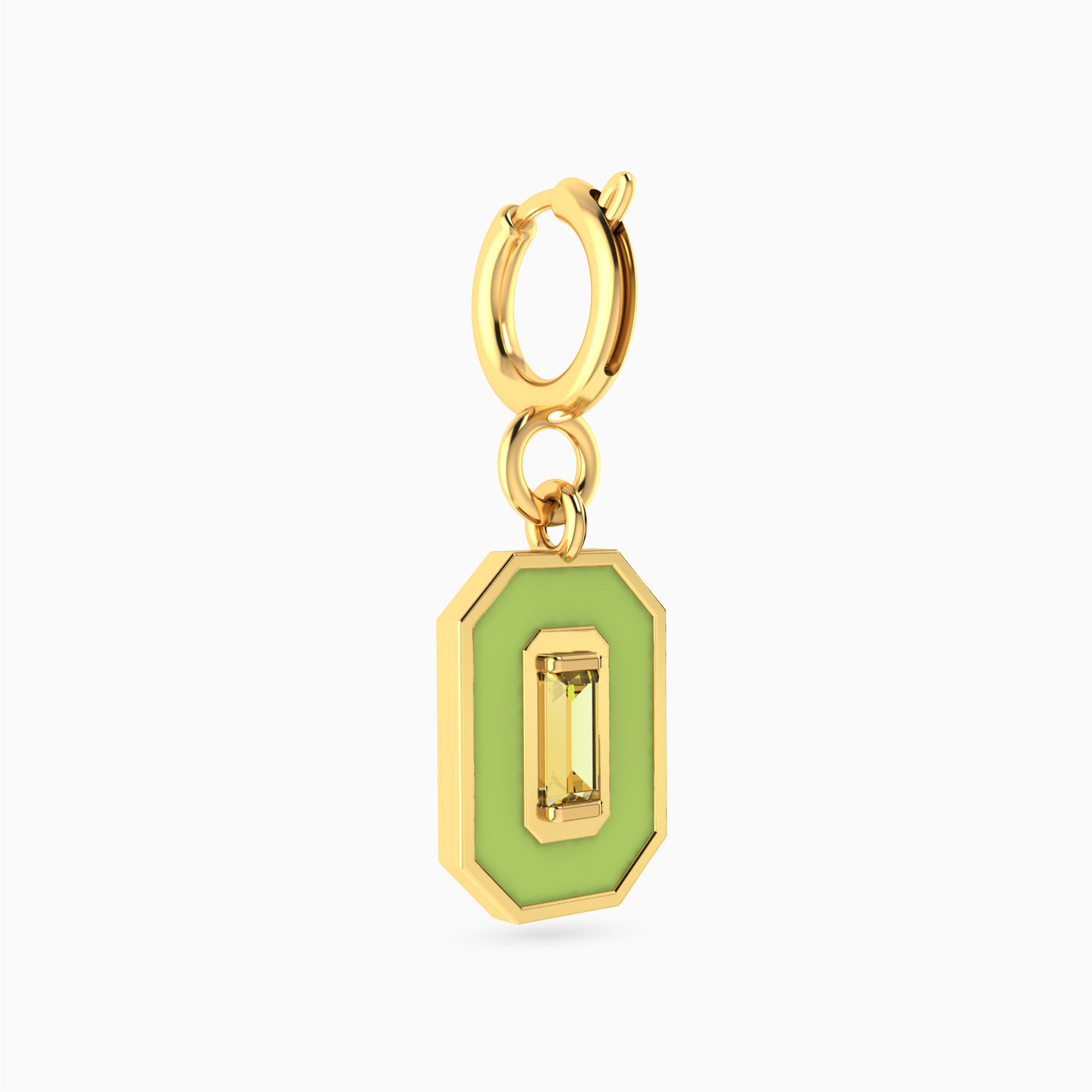 Hexagon Shaped Enamel Coated Charm in 14K Gold - 3 Hexagon Shaped Enamel Coated Charm in 14K Gold - 3