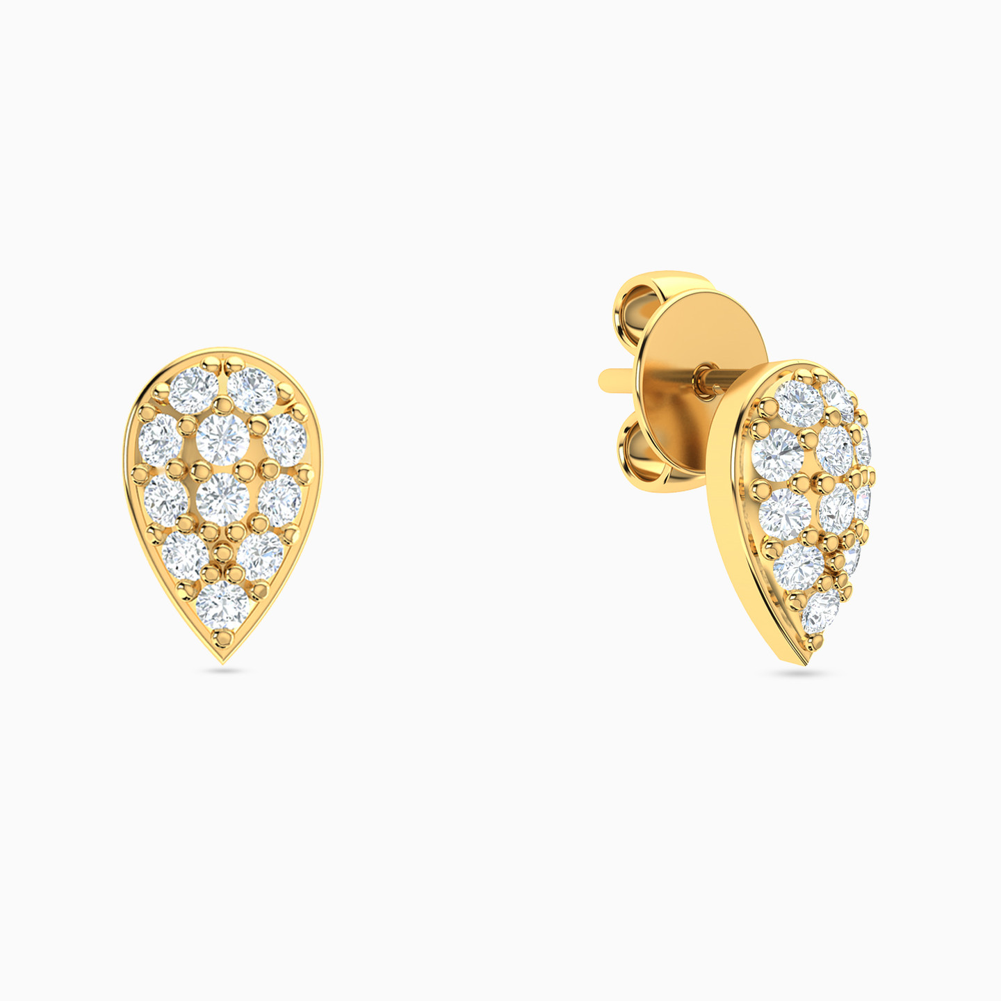 18K Gold Cubic Zirconia Stud Earrings - 2