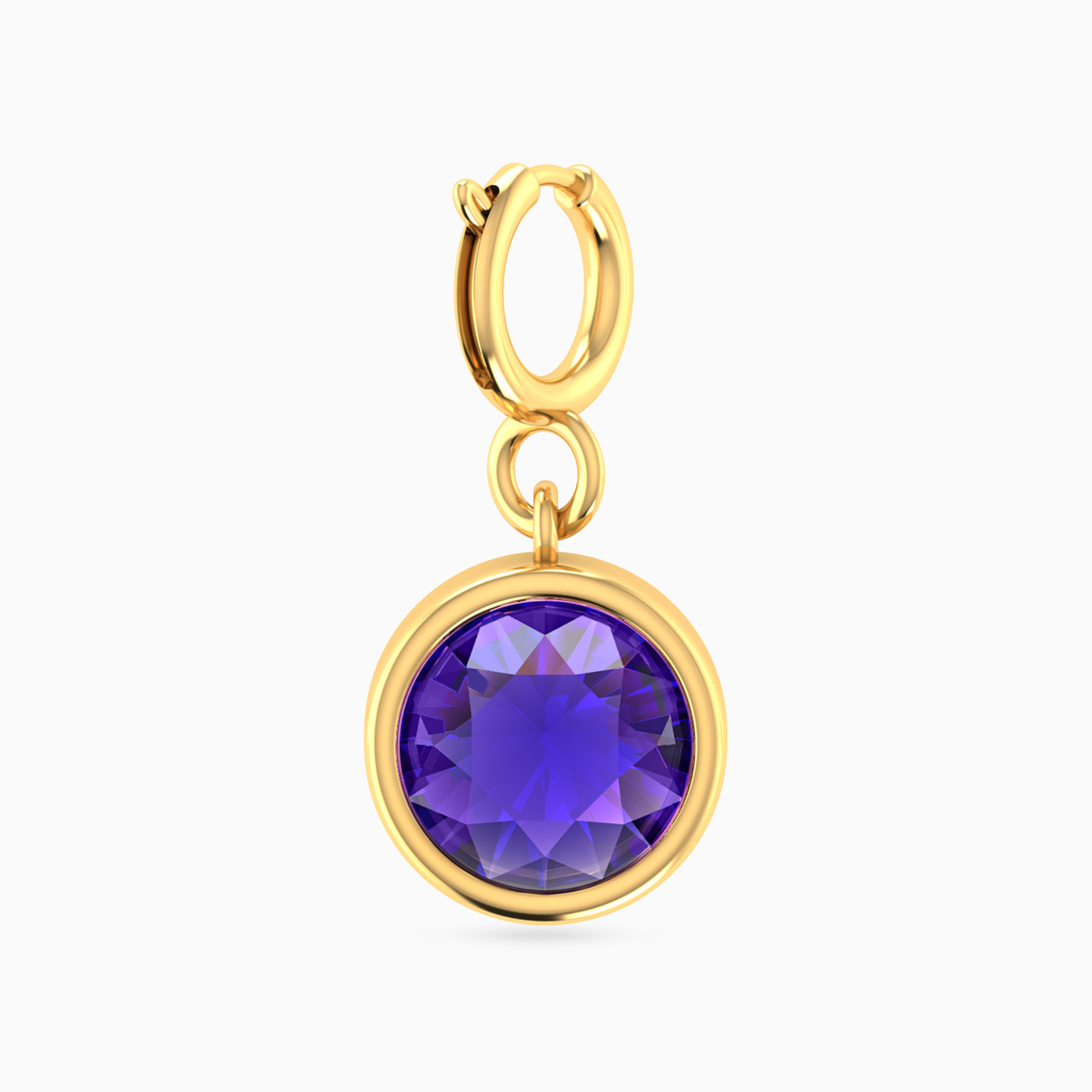 Round Shaped Purple Stone Charm in 14K Gold Round Shaped Purple Stone Charm in 14K Gold