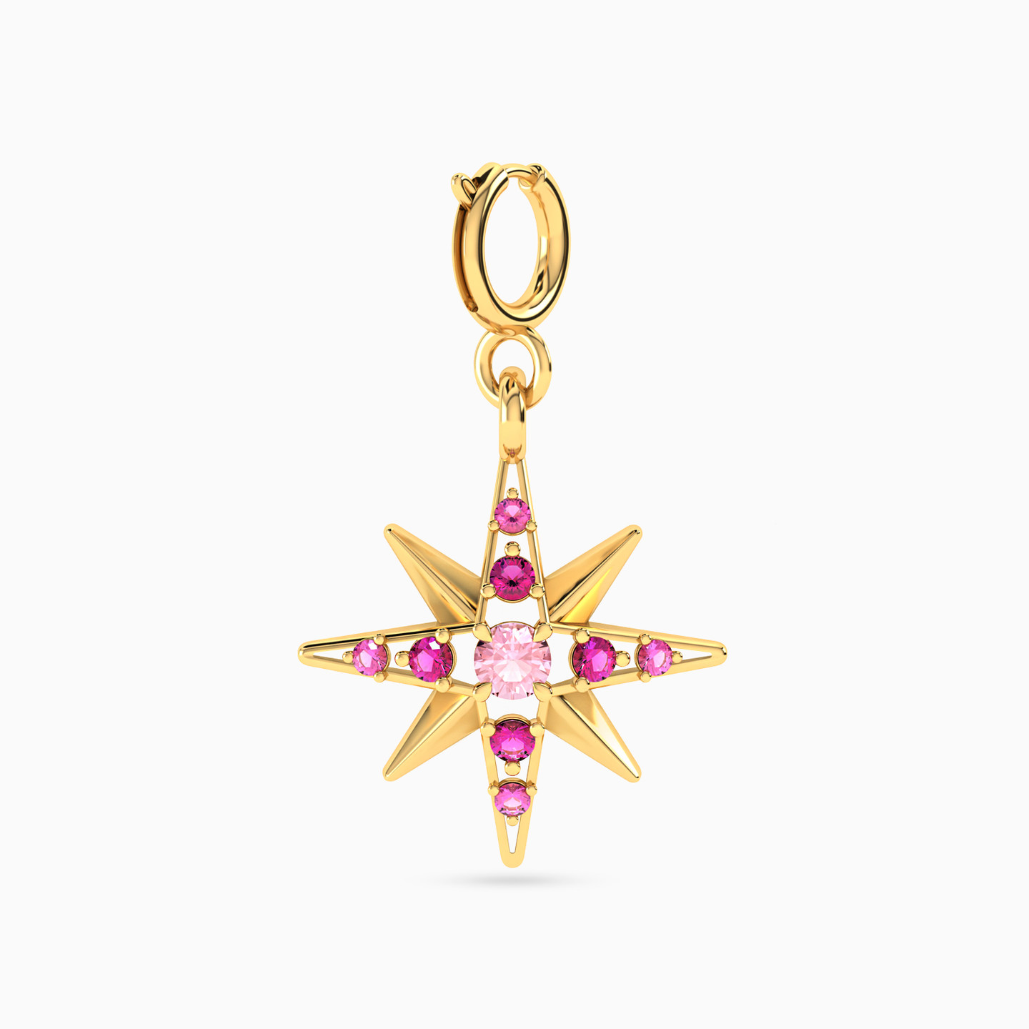 دلاية ذهب عيار 14 قيراط شكل نجمة مزينة بحجر وردي دلاية ذهب عيار 14 قيراط شكل نجمة مزينة بحجر وردي