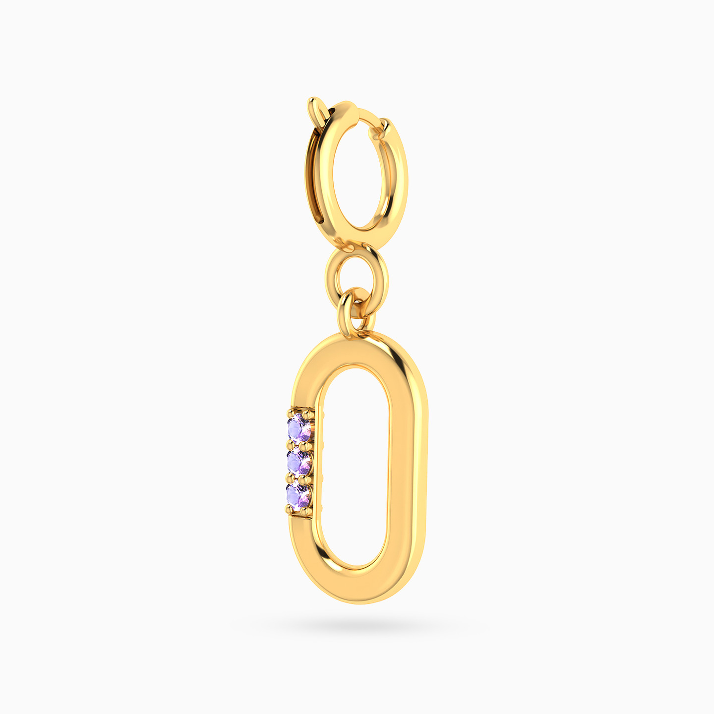 Oval Shaped Purple Stone Charm in 14K Gold - 2 Oval Shaped Purple Stone Charm in 14K Gold - 2