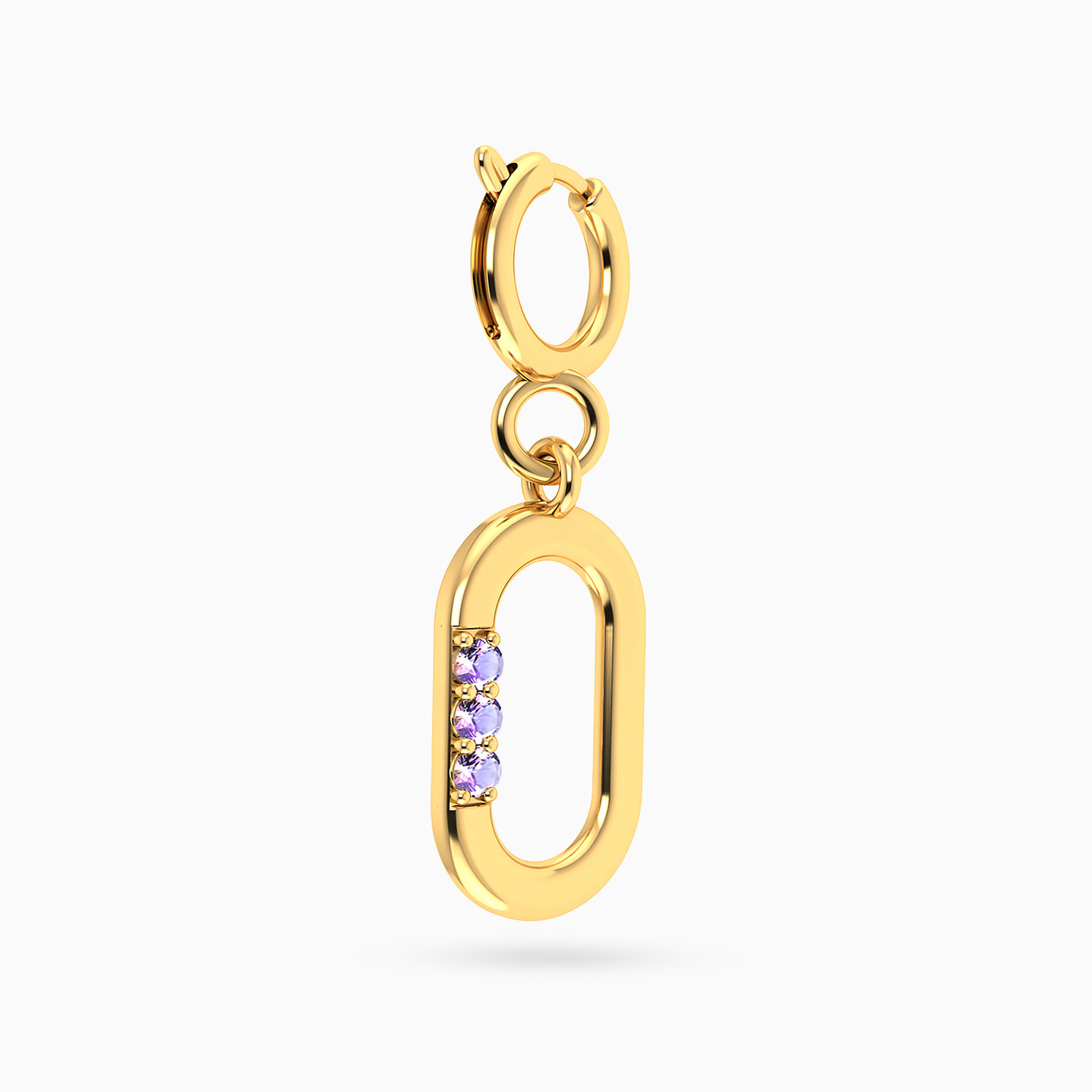 Oval Shaped Purple Stone Charm in 14K Gold - 3 Oval Shaped Purple Stone Charm in 14K Gold - 3