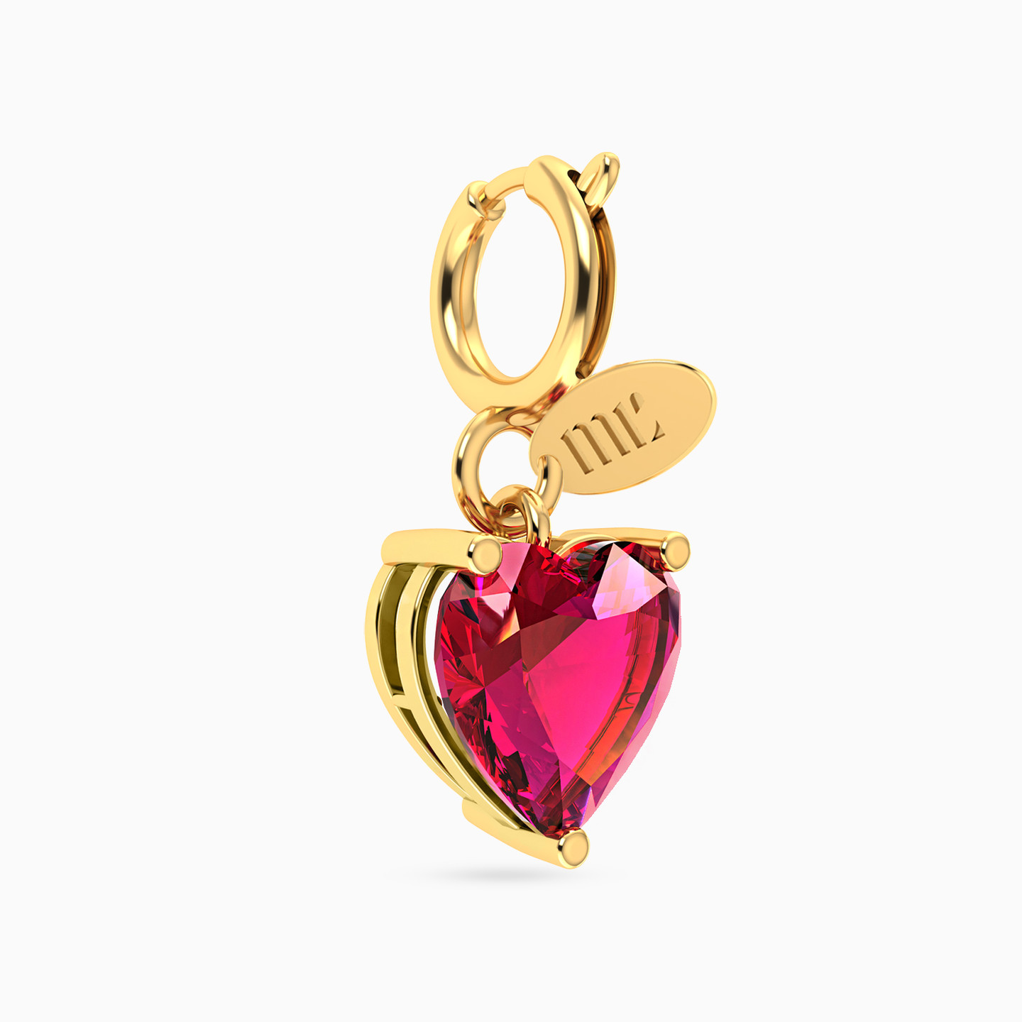 Heart Shaped Rose Stones Charm in 14K Gold - 3 Heart Shaped Rose Stones Charm in 14K Gold - 3
