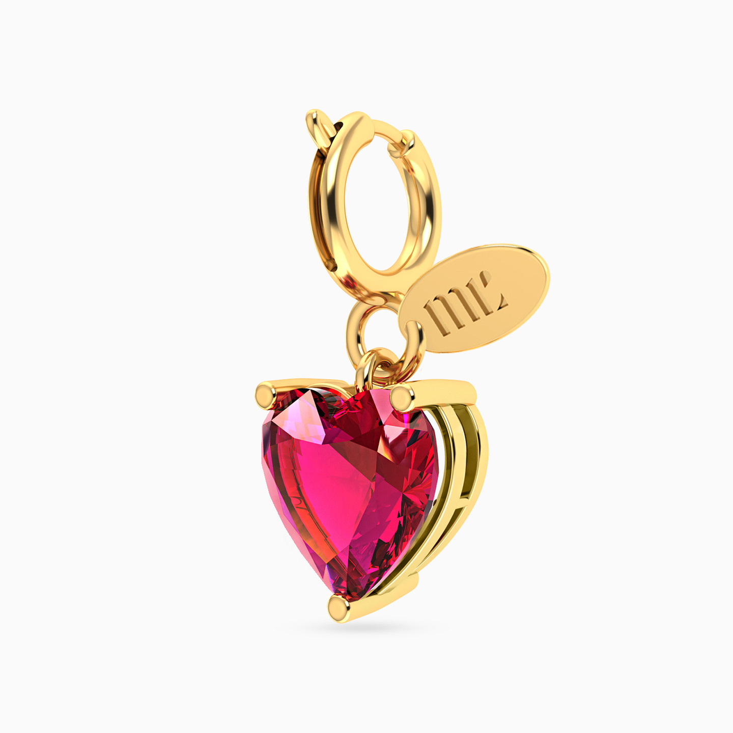 Heart Shaped Rose Stones Charm in 14K Gold - 2 Heart Shaped Rose Stones Charm in 14K Gold - 2