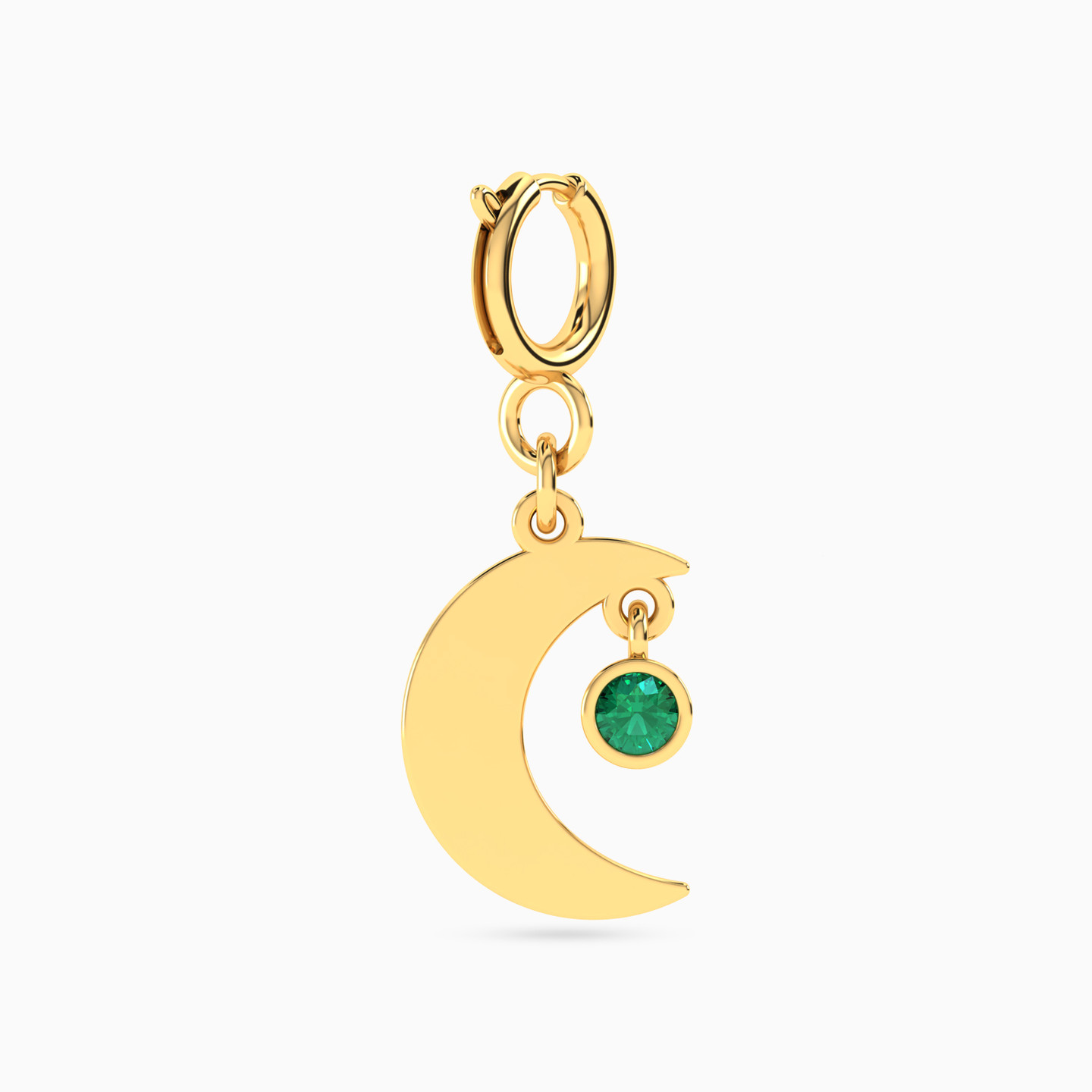 Crescent Moon Shaped Green Stones Charm in 14K Gold Crescent Moon Shaped Green Stones Charm in 14K Gold