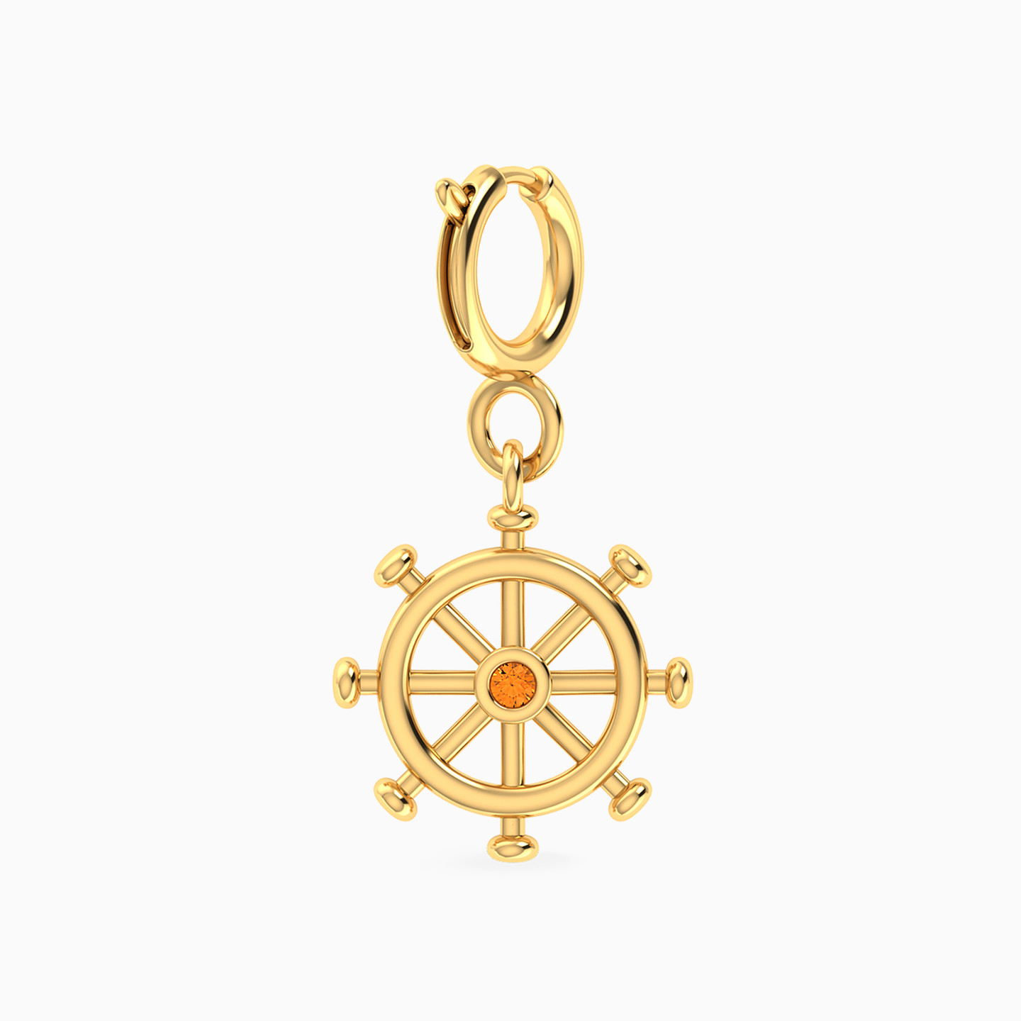 Helm Shaped Orange Stone Charm in 14K Gold Helm Shaped Orange Stone Charm in 14K Gold