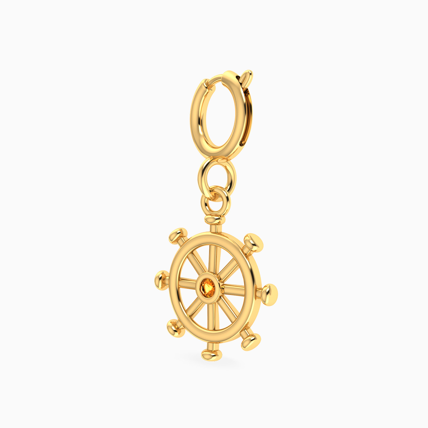 Helm Shaped Orange Stone Charm in 14K Gold - 2 Helm Shaped Orange Stone Charm in 14K Gold - 2