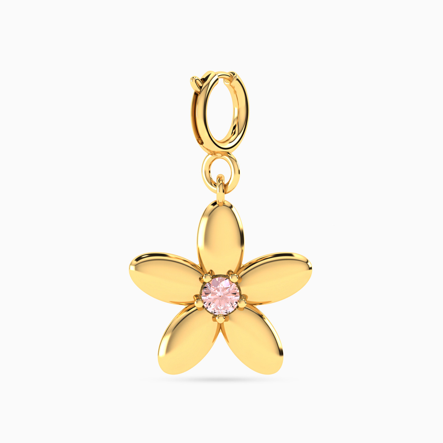 Flower Shaped Rose Stone Charm in 14K Gold Flower Shaped Rose Stone Charm in 14K Gold