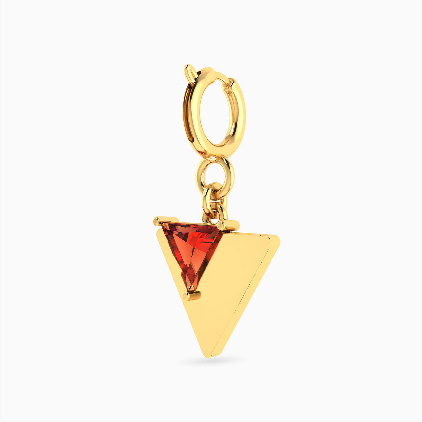 Triangles Shaped Red Stone Charm in 14K Gold - 2 Triangles Shaped Red Stone Charm in 14K Gold - 2