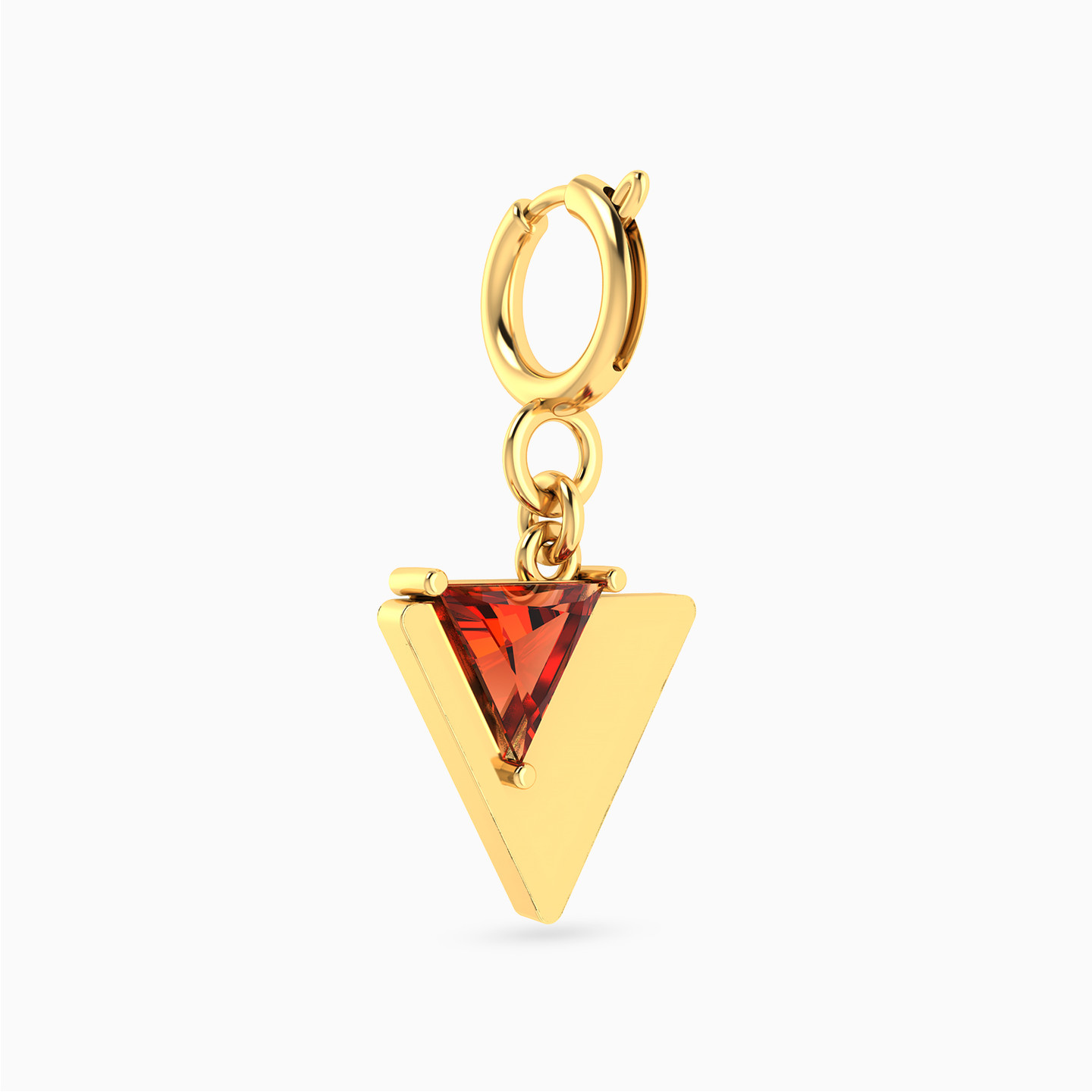 Triangles Shaped Red Stone Charm in 14K Gold - 3 Triangles Shaped Red Stone Charm in 14K Gold - 3