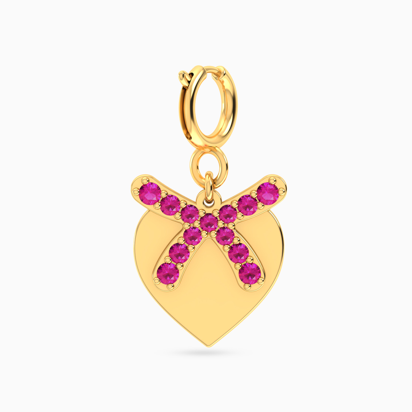 Heart Shaped Rose Stone Charm in 14K Gold Heart Shaped Rose Stone Charm in 14K Gold