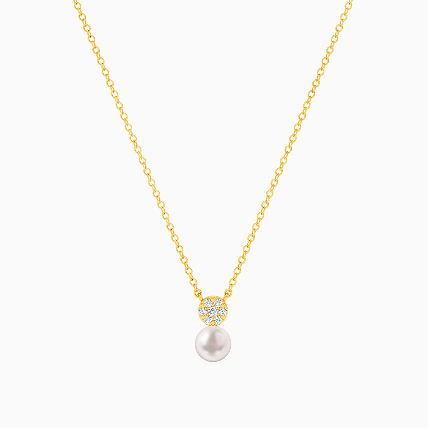 Circle Pearl & Colored Stones Necklace in 14K Gold - 3 Circle Pearl & Colored Stones Necklace in 14K Gold - 3