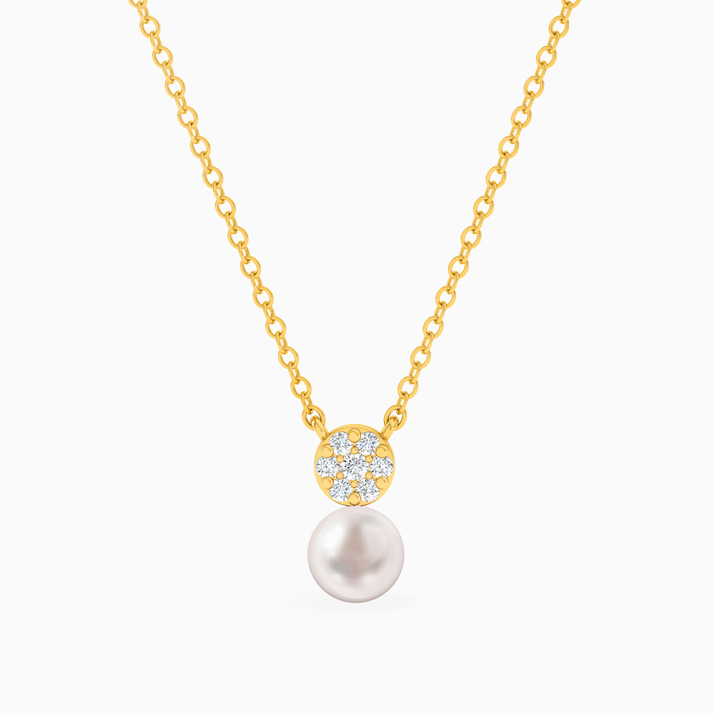 Circle Pearl & Colored Stones Necklace in 14K Gold Circle Pearl & Colored Stones Necklace in 14K Gold