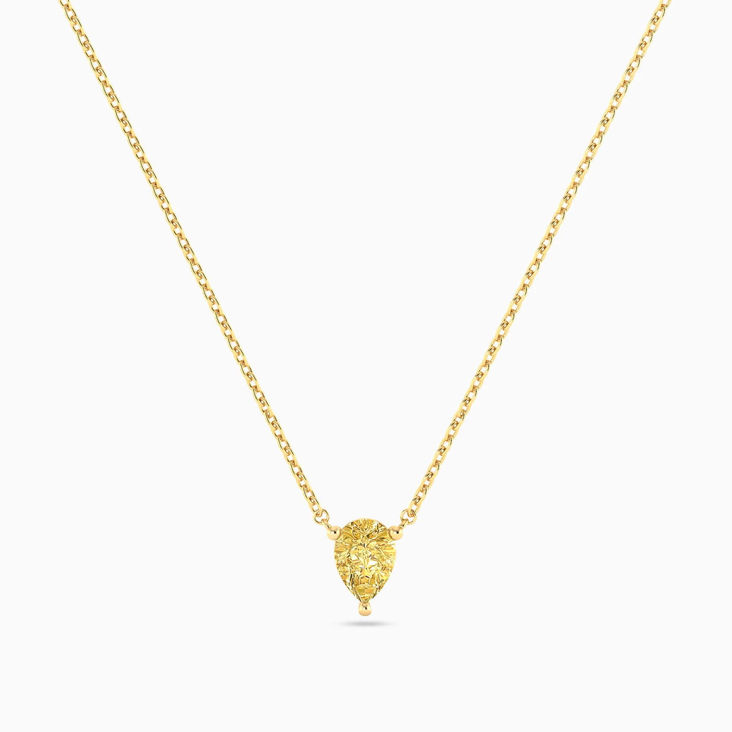 Pear Yellow Stone Necklace in 14K Gold - 3 Pear Yellow Stone Necklace in 14K Gold - 3