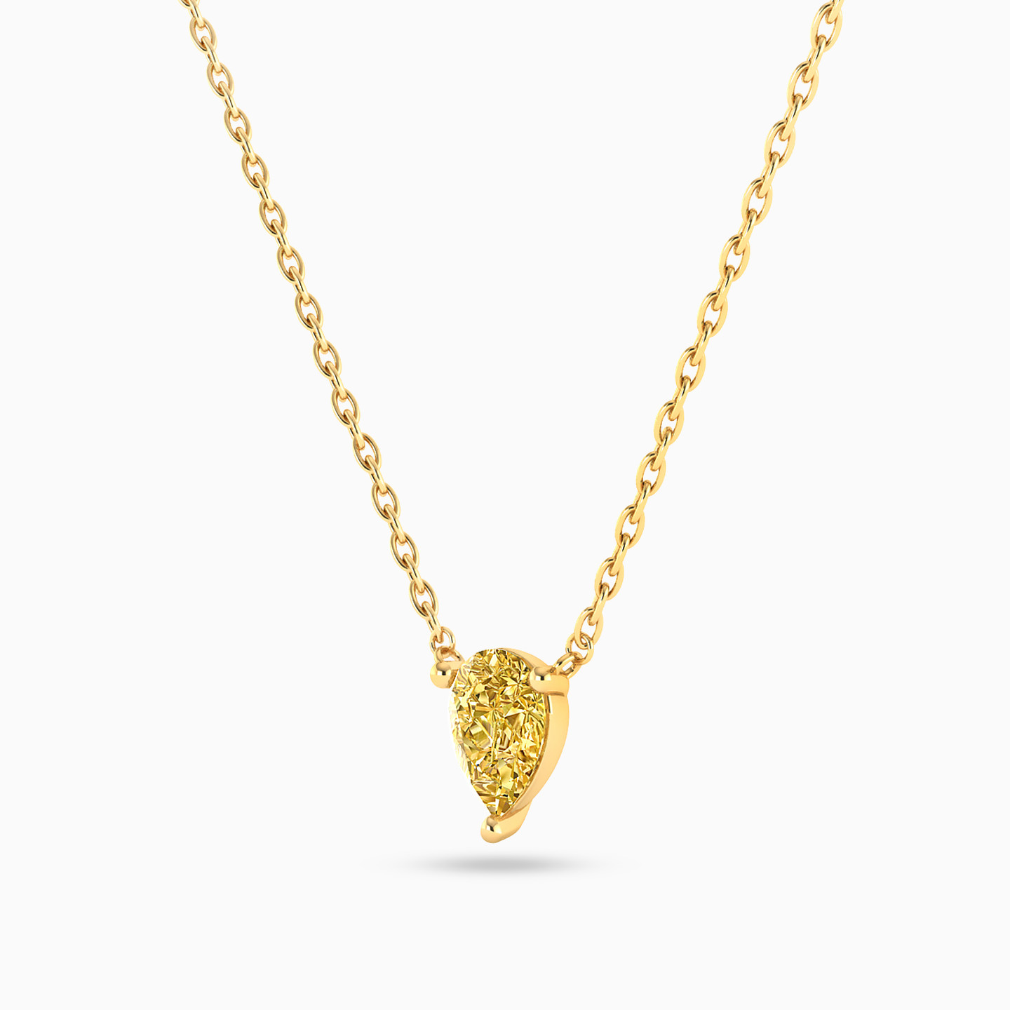 Pear Yellow Stone Necklace in 14K Gold - 2 Pear Yellow Stone Necklace in 14K Gold - 2