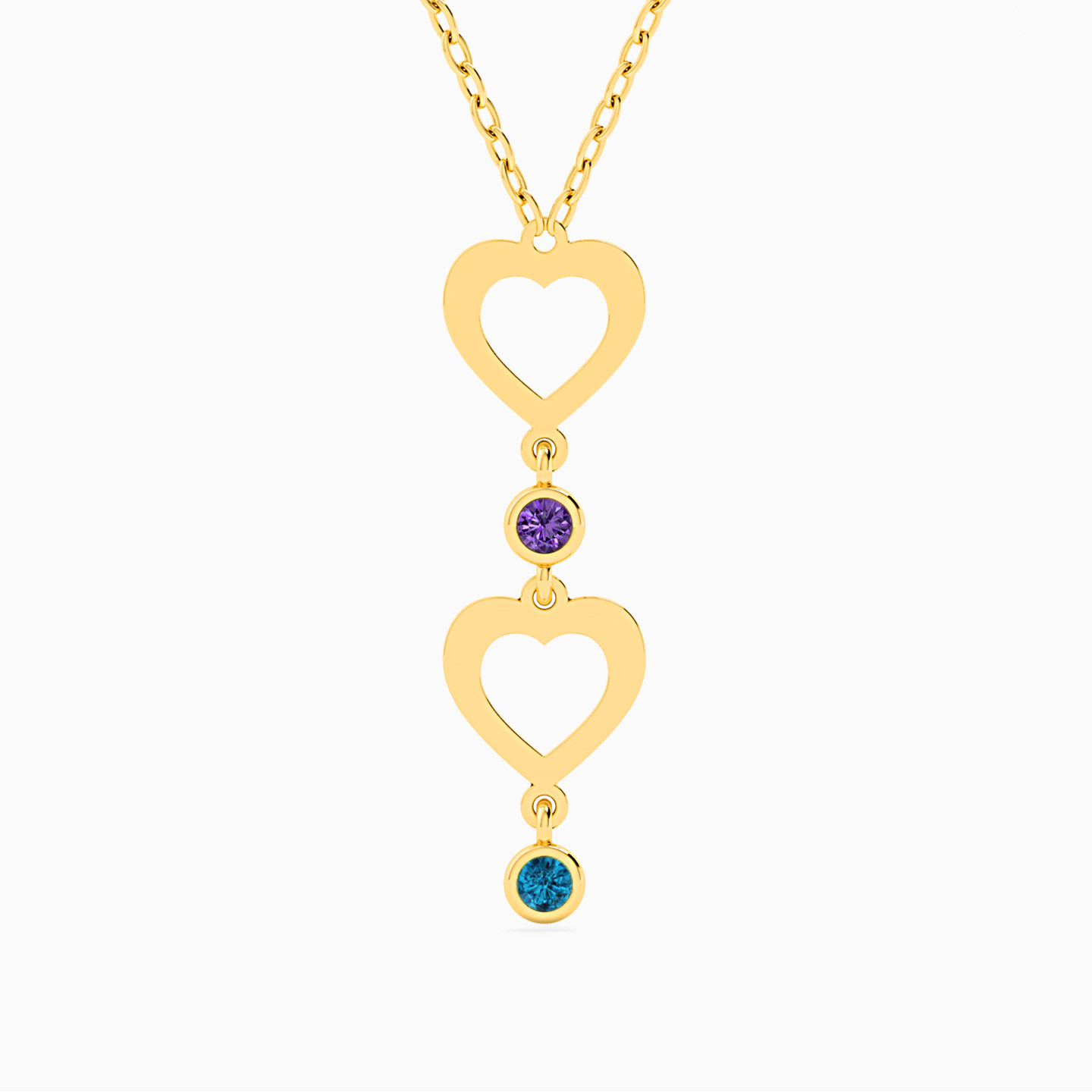 Heart Colored Stones Necklace in 14K Gold Heart Colored Stones Necklace in 14K Gold