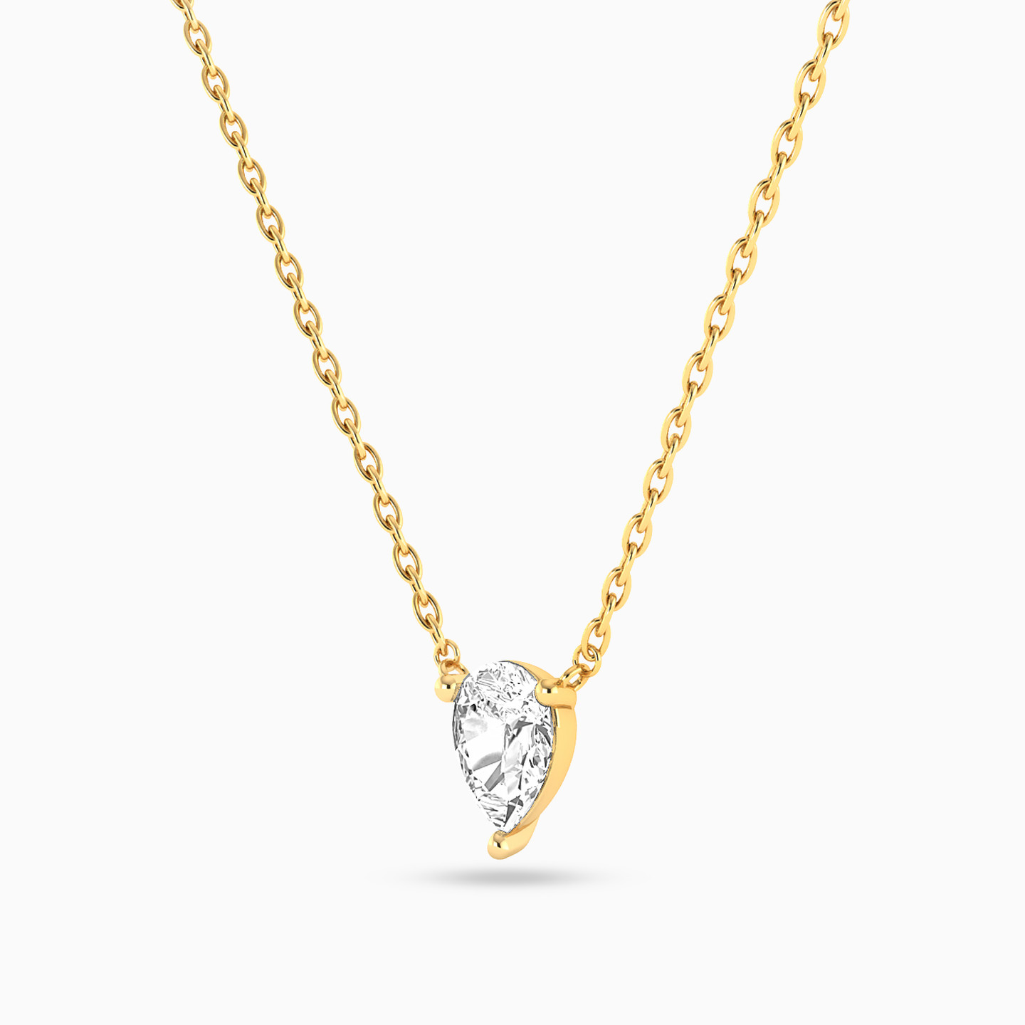 سلسلة ذهب كمثرى عيار 14 قيراط مزينة بحجر شفاف - 2