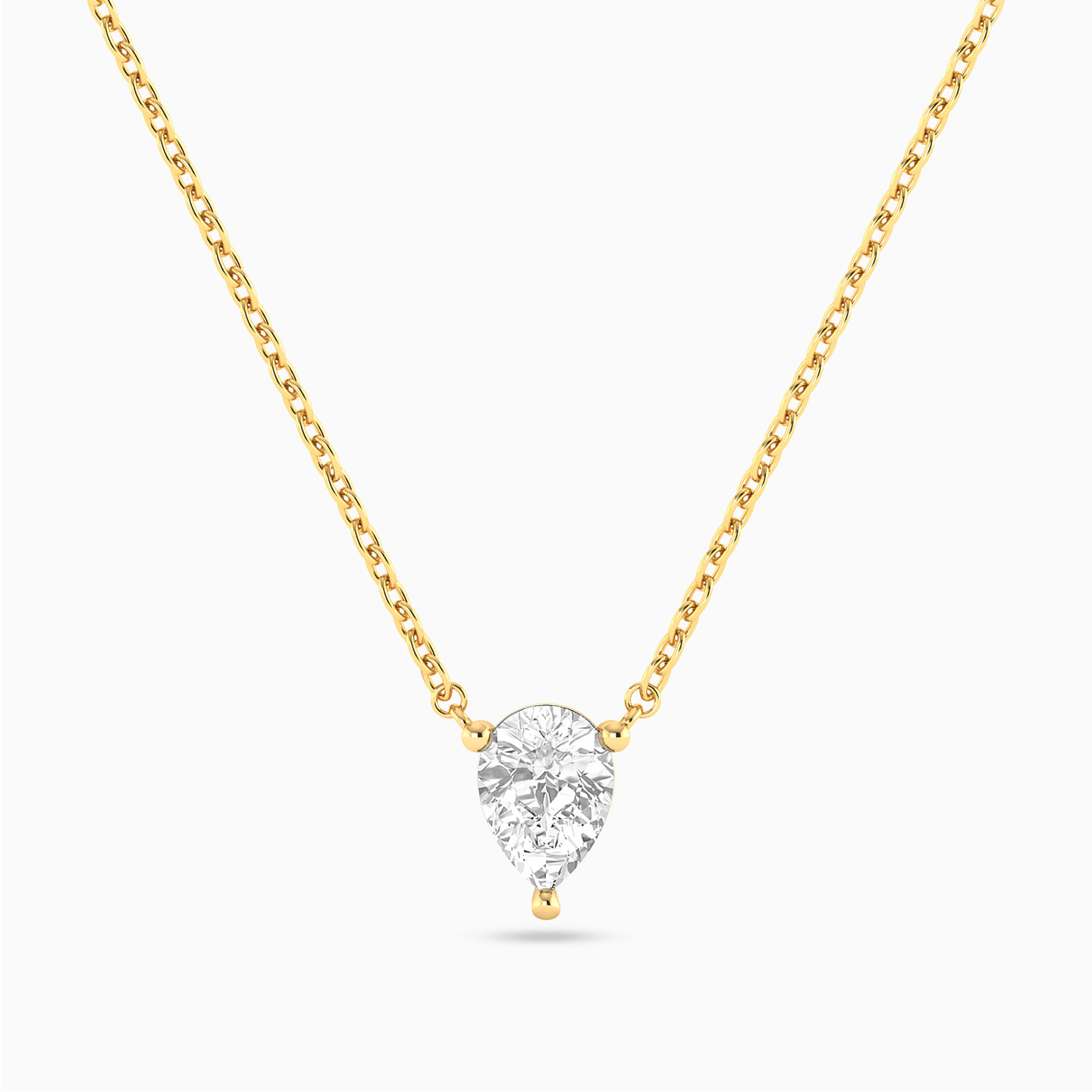 سلسلة ذهب كمثرى عيار 14 قيراط مزينة بحجر شفاف