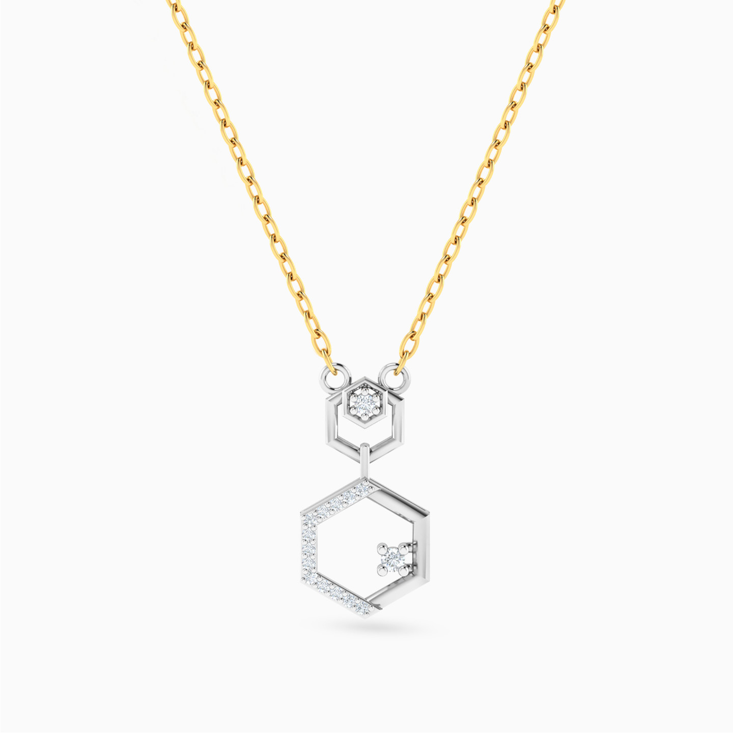 Hexagon Diamond Necklace in 18K Gold