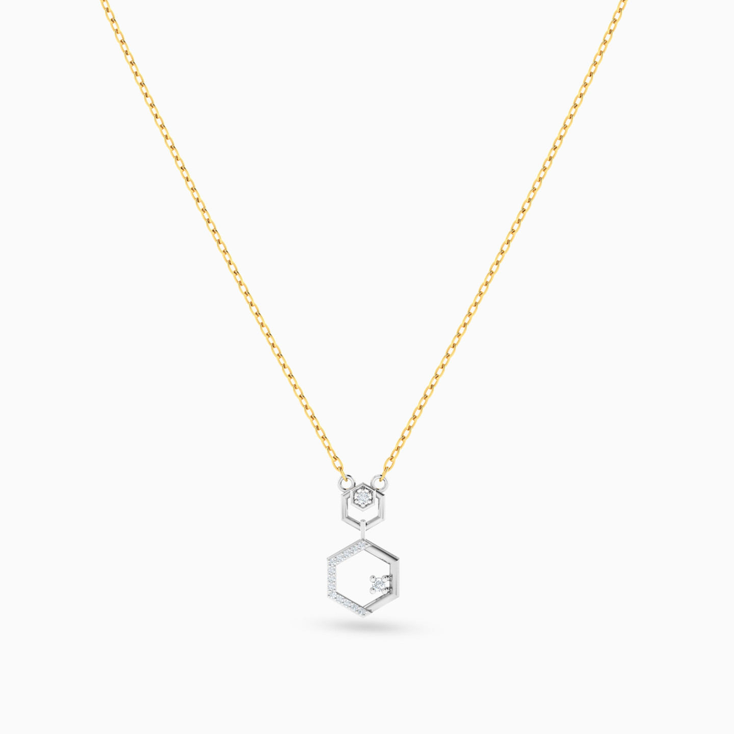 Hexagon Diamond Necklace in 18K Gold - 3